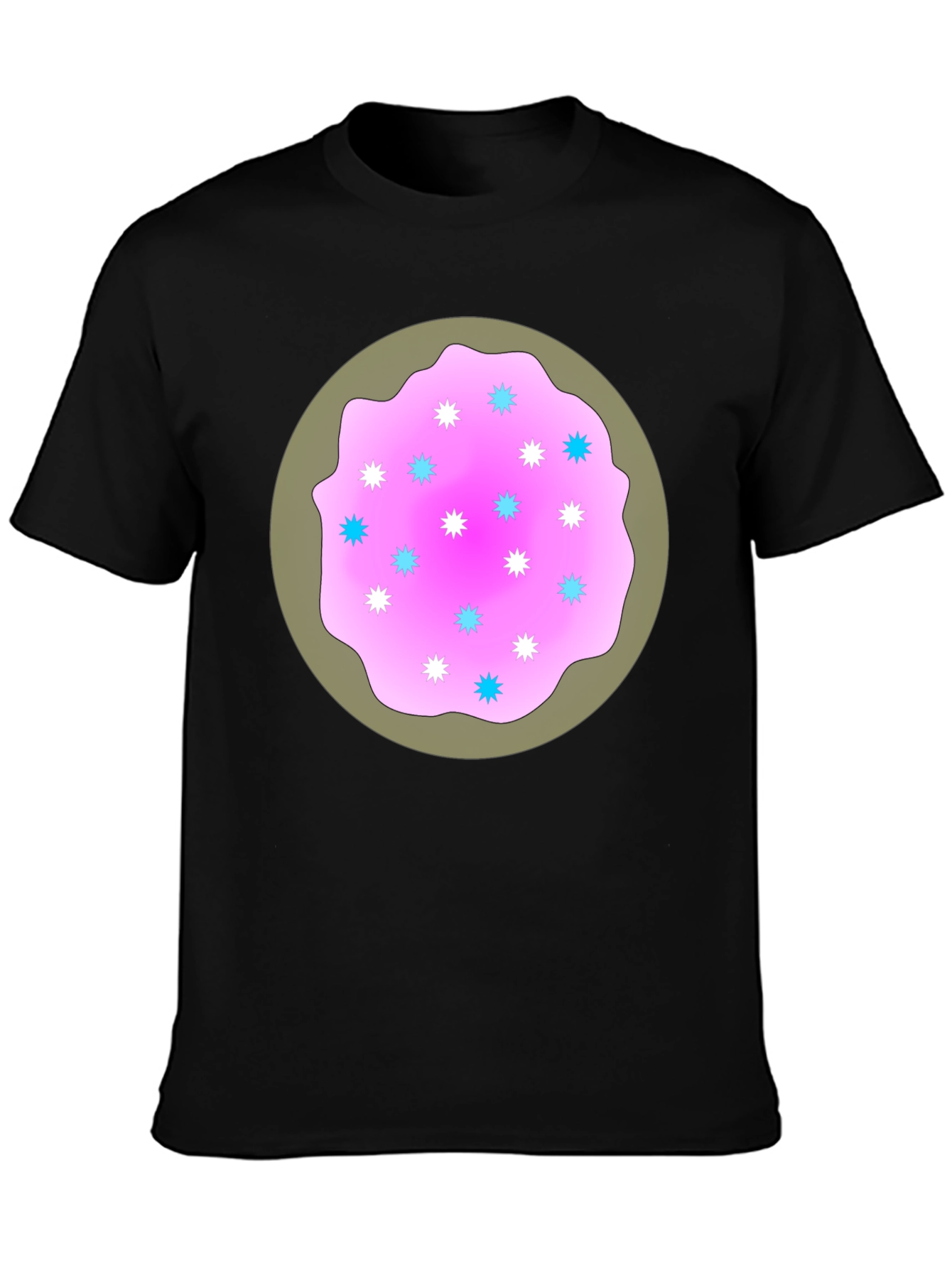 Sweet Donut Design Black T-Shirt