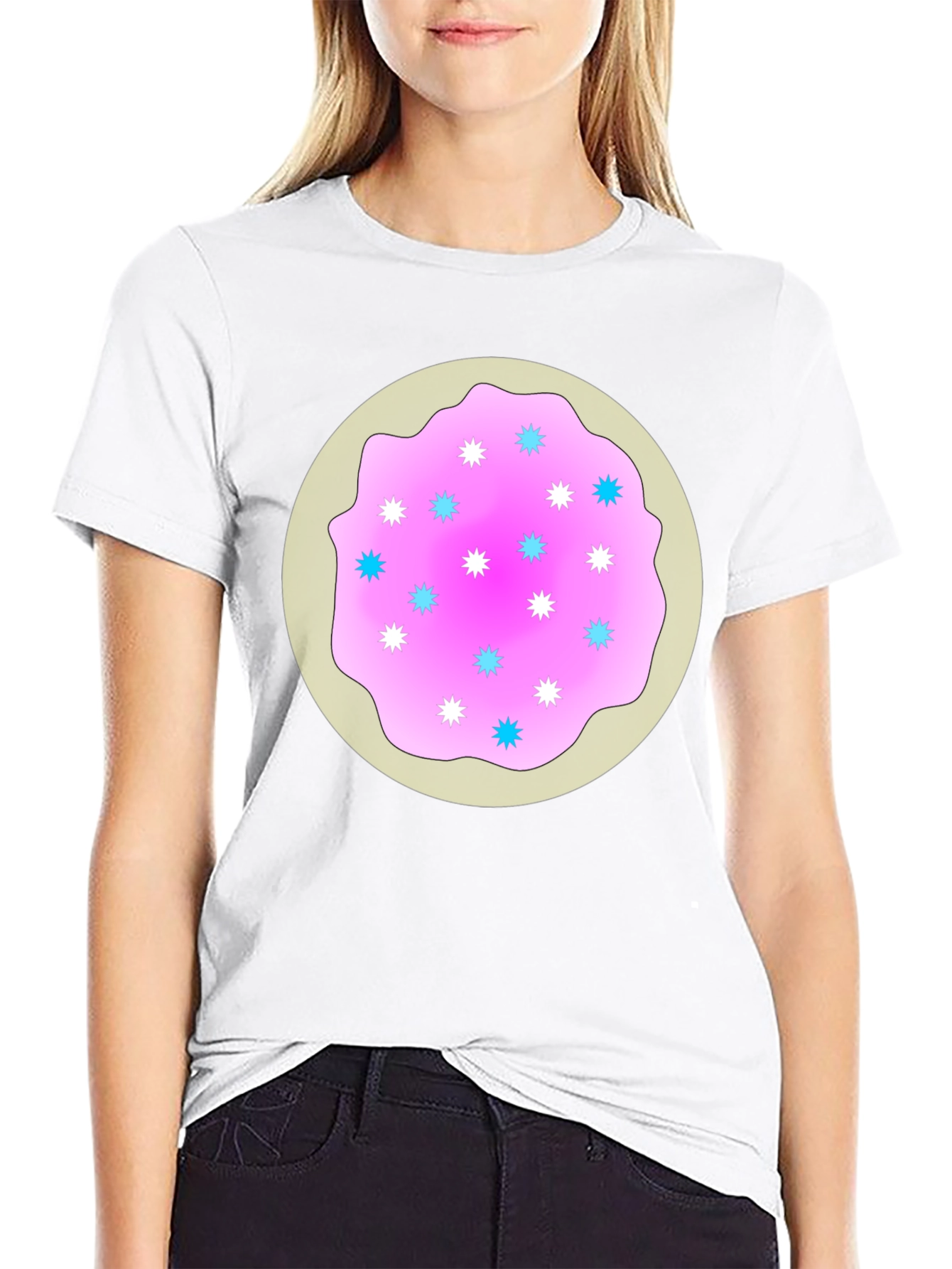 Sweet Donut Design Black T-Shirt