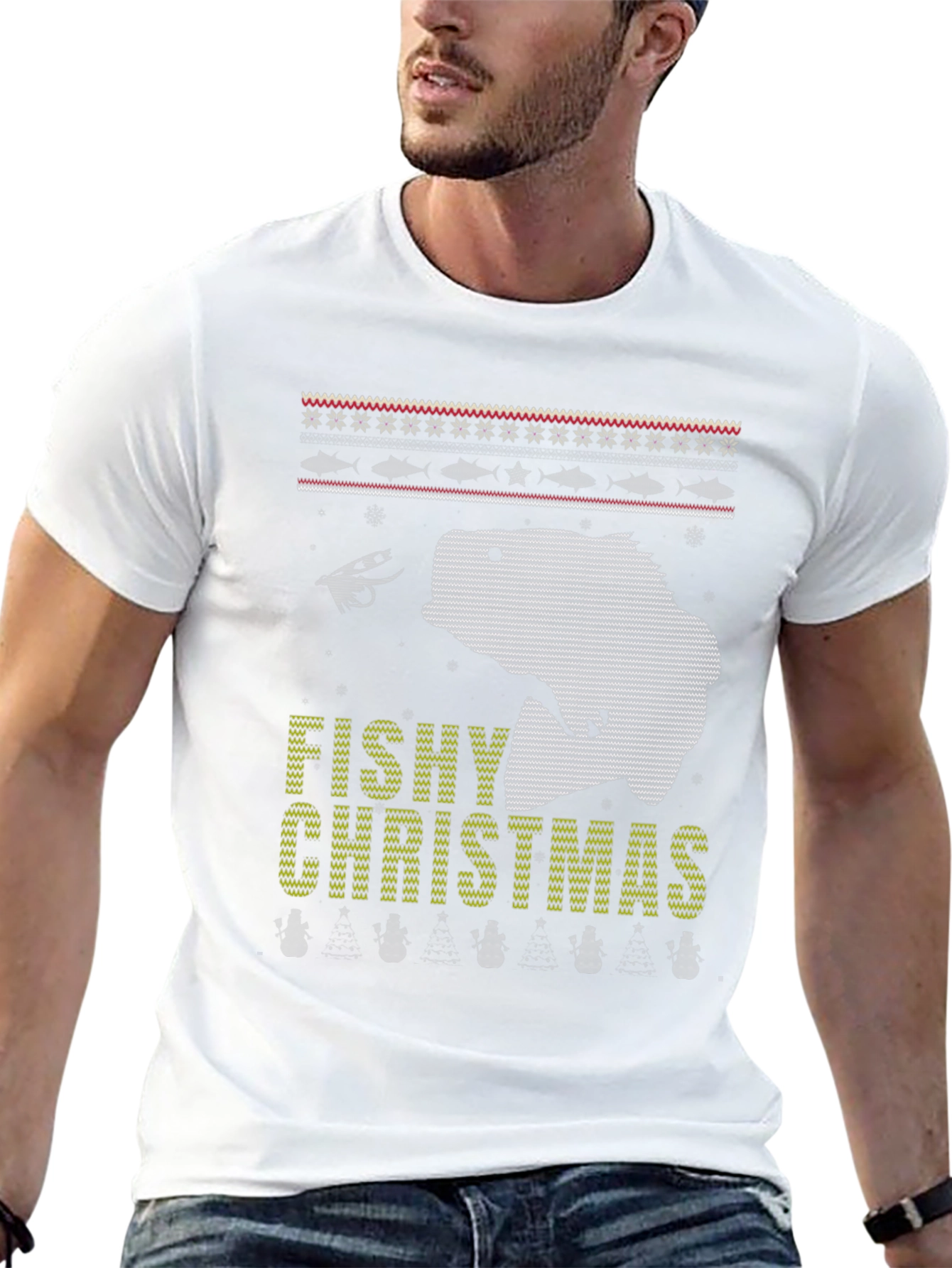 Fishy Christmas Graphic Tee - Ugly Sweater Style