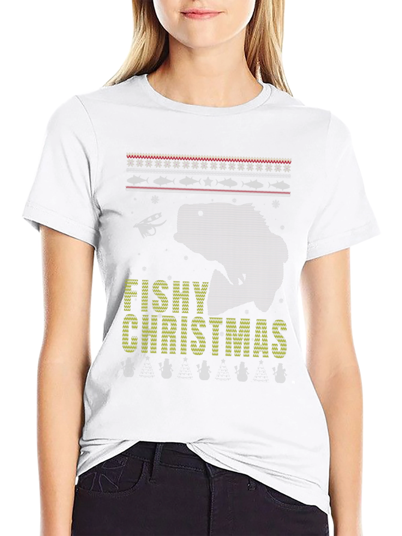 Fishy Christmas Graphic Tee - Ugly Sweater Style