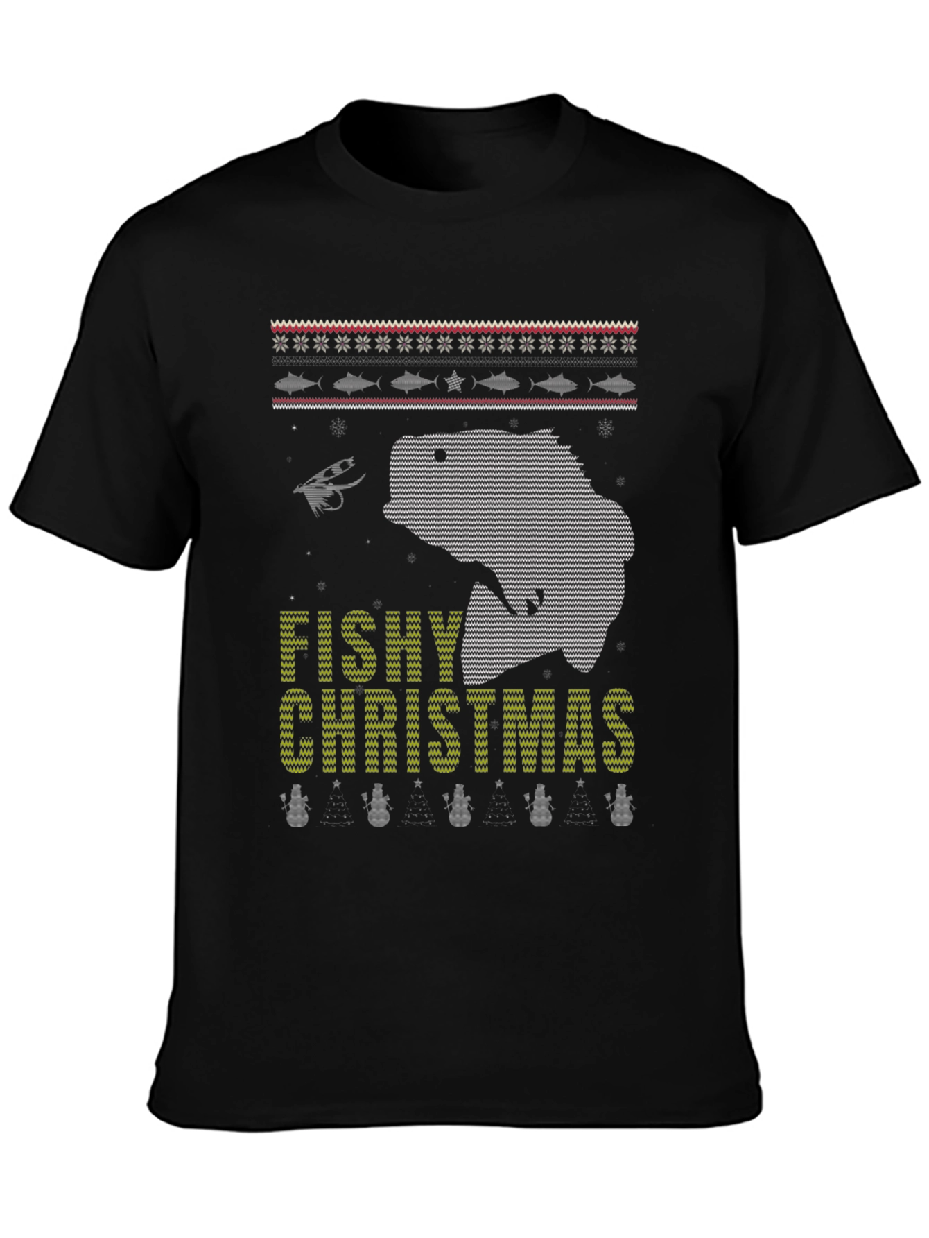 Fishy Christmas Graphic Tee - Ugly Sweater Style
