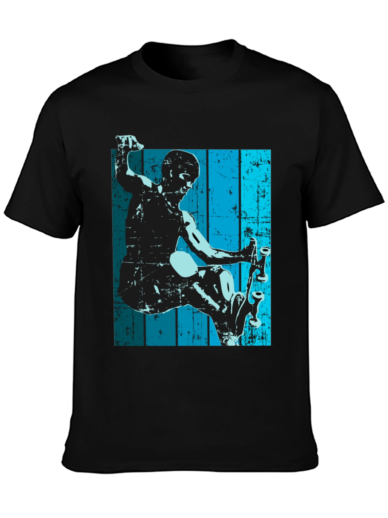 Skateboarder Graphic Tee - Retro Style Black T-Shirt