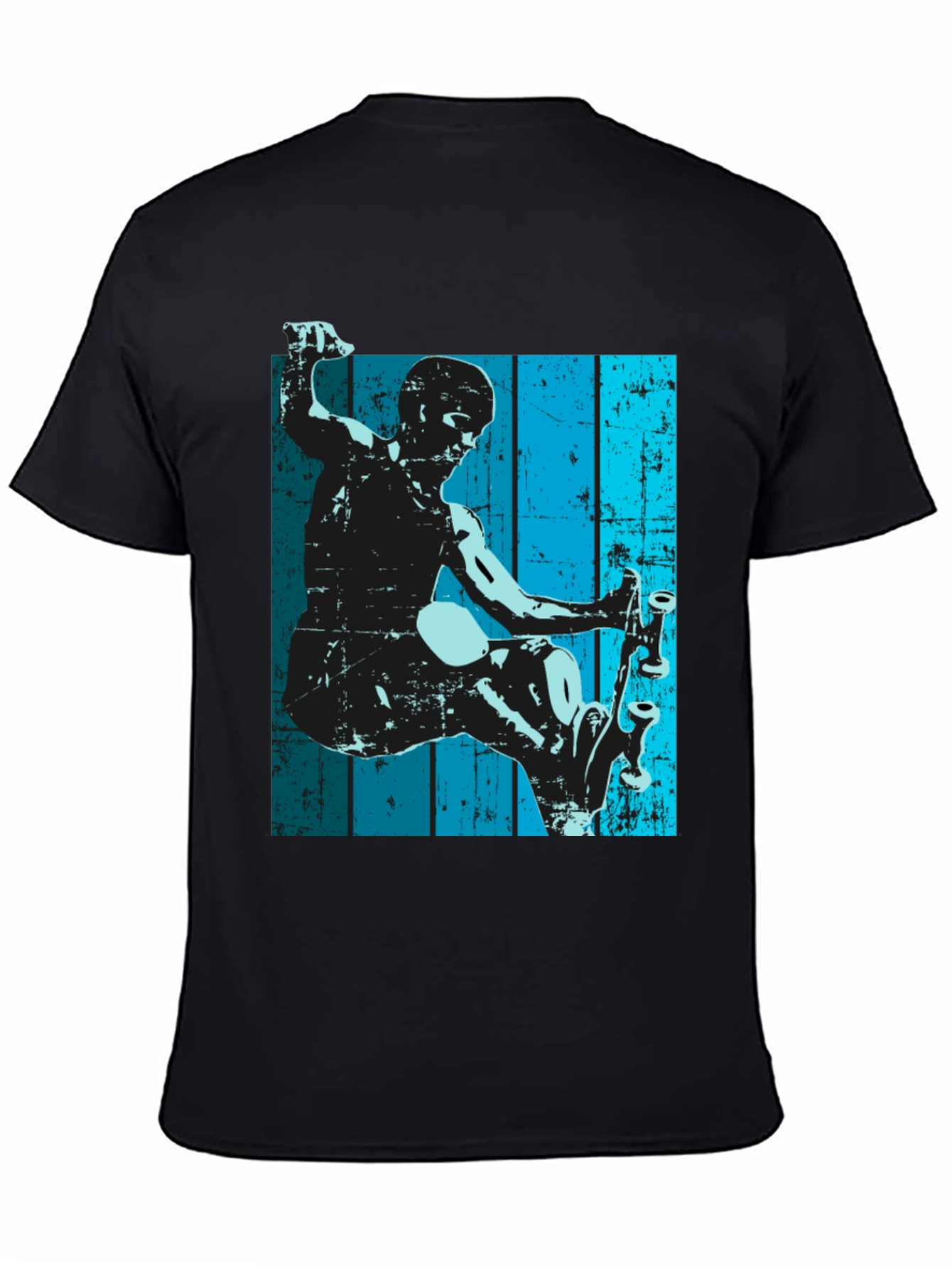 Skateboarder Graphic Tee - Retro Style Black T-Shirt