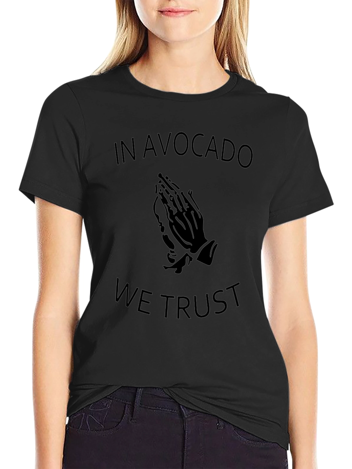 In Avocado We Trust Black Graphic T-Shirt