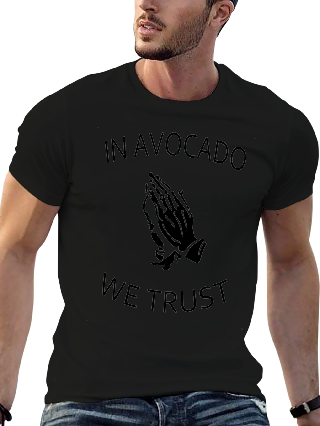 In Avocado We Trust Black Graphic T-Shirt