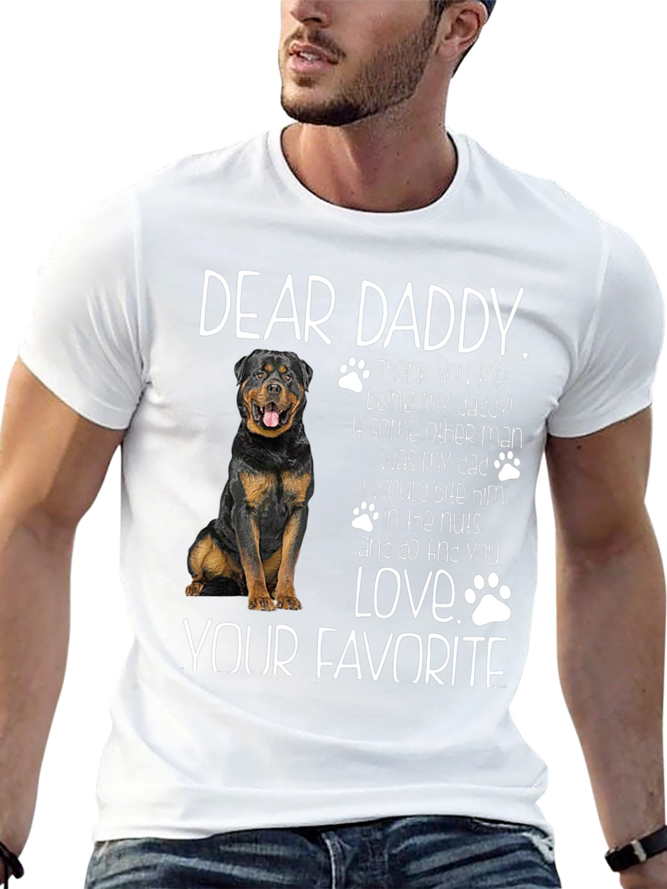 Dear Daddy Dog Rottweiler Graphic T-Shirt
