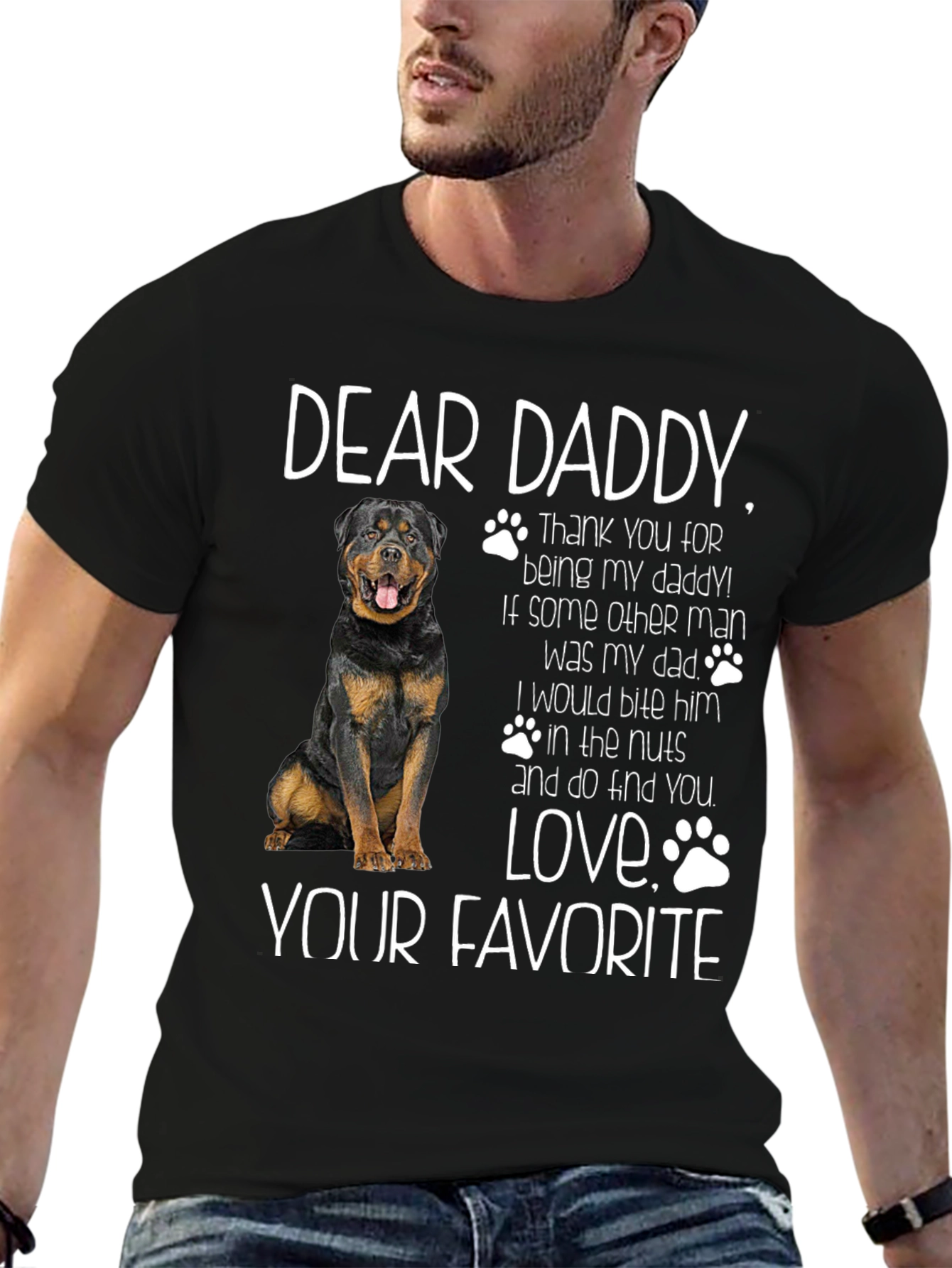 Dear Daddy Dog Rottweiler Graphic T-Shirt