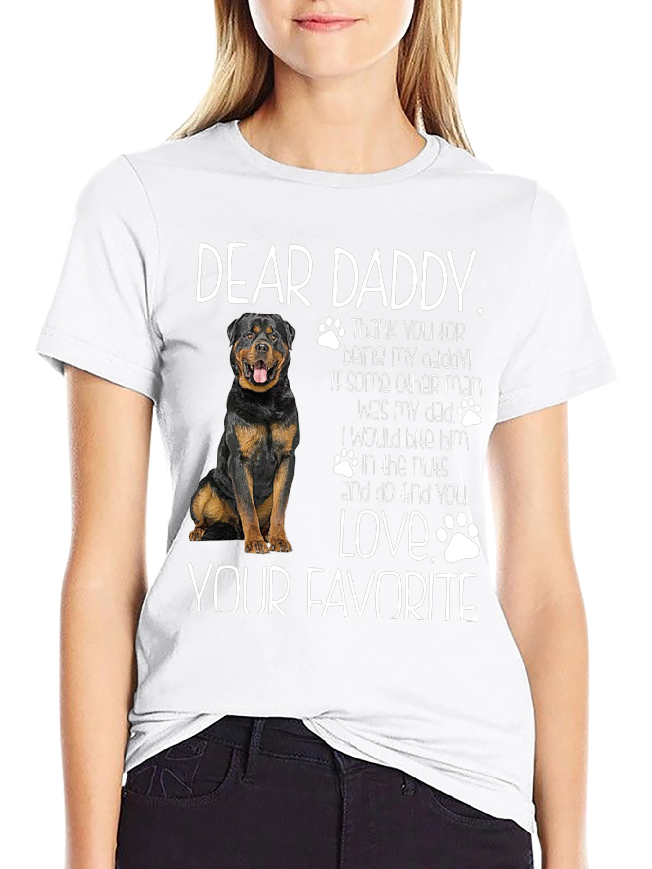 Dear Daddy Dog Rottweiler Graphic T-Shirt