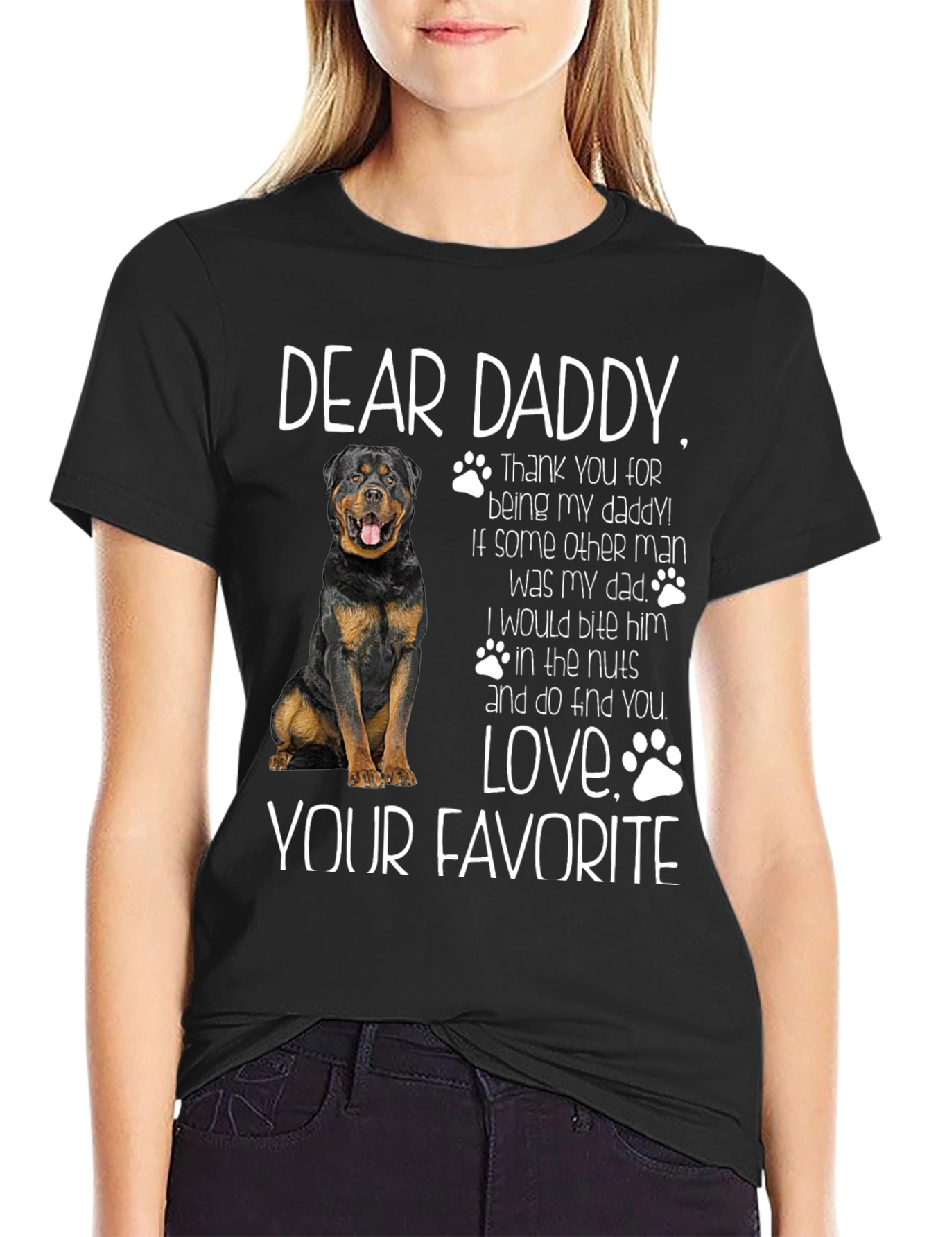 Dear Daddy Dog Rottweiler Graphic T-Shirt