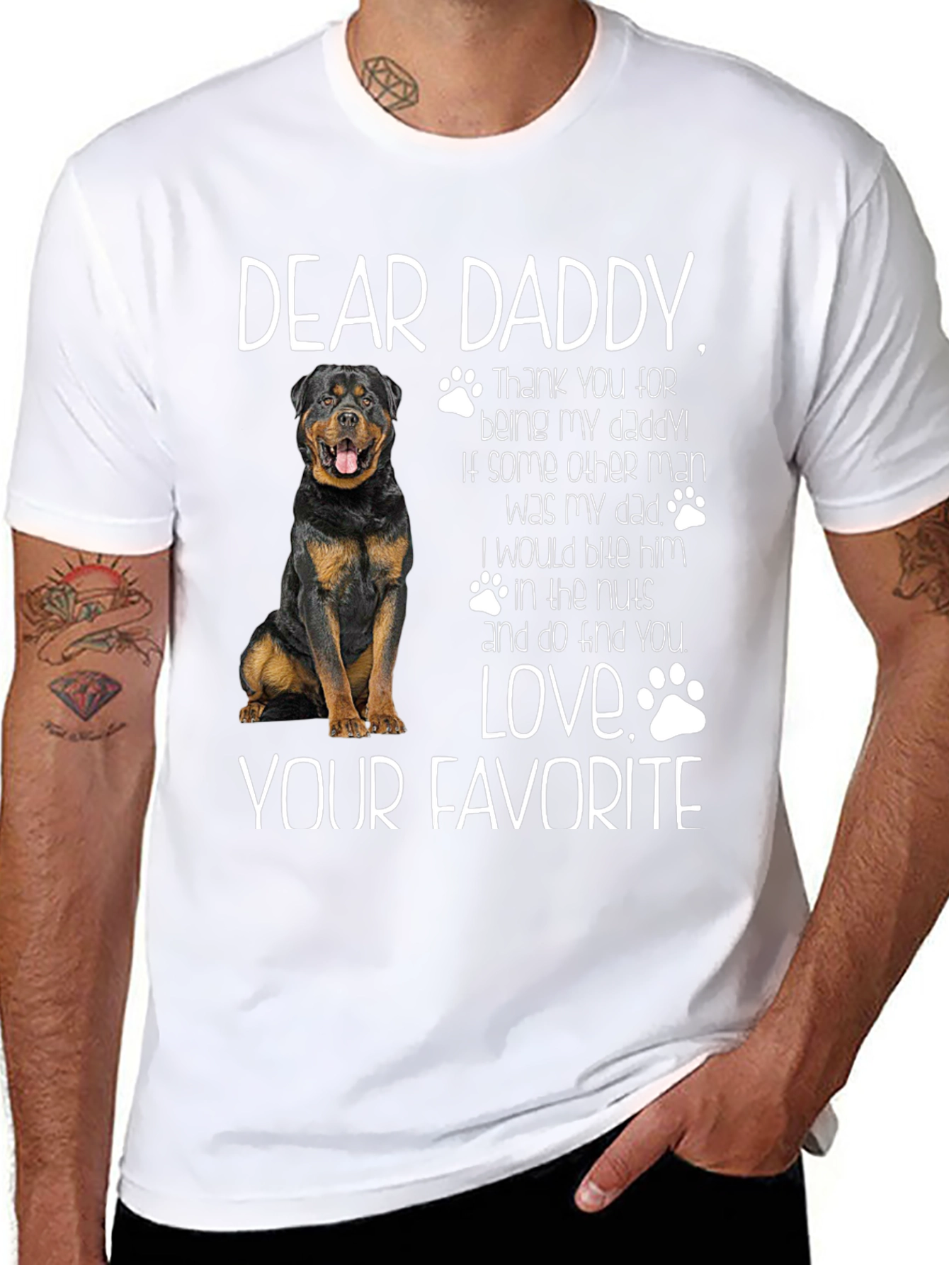 Dear Daddy Dog Rottweiler Graphic T-Shirt
