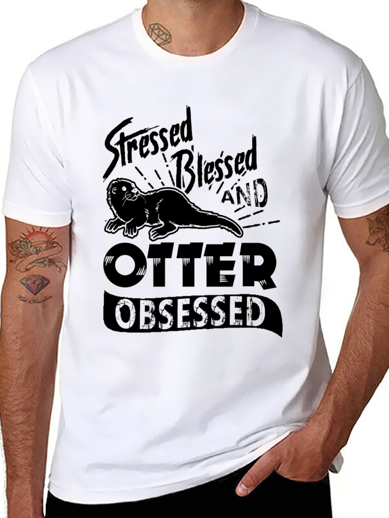 Stressed Blessed and Otter Obsessed Graphic T-Shirt