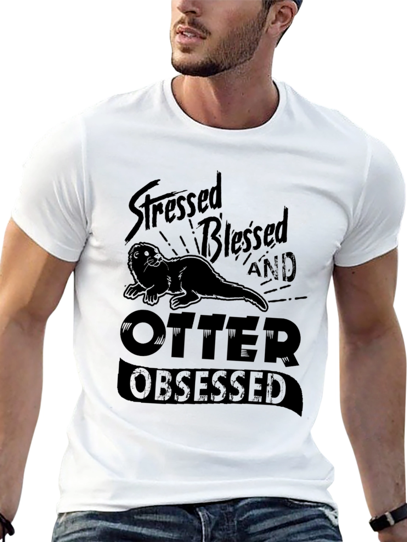 Stressed Blessed and Otter Obsessed Graphic T-Shirt