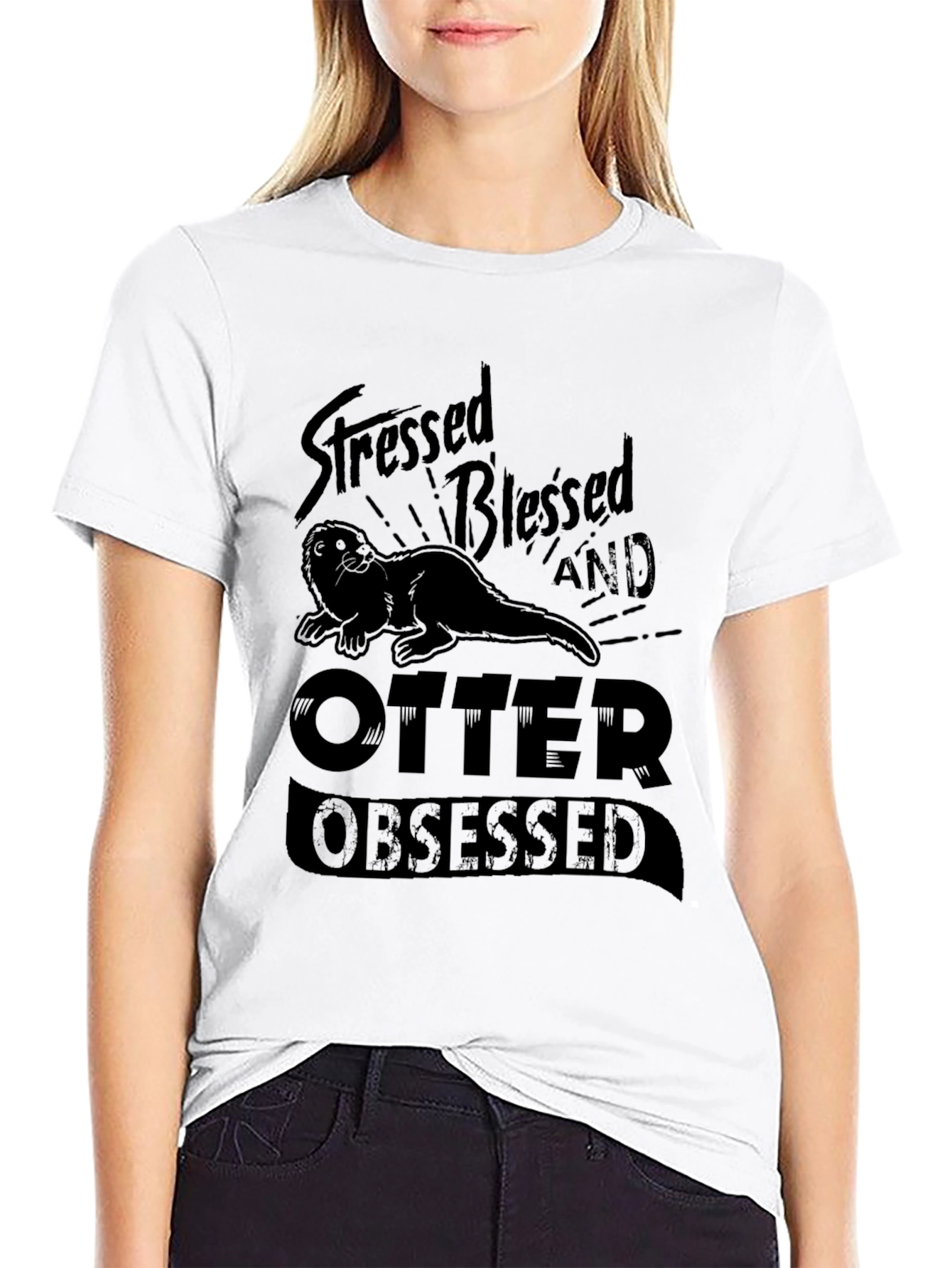 Stressed Blessed and Otter Obsessed Graphic T-Shirt