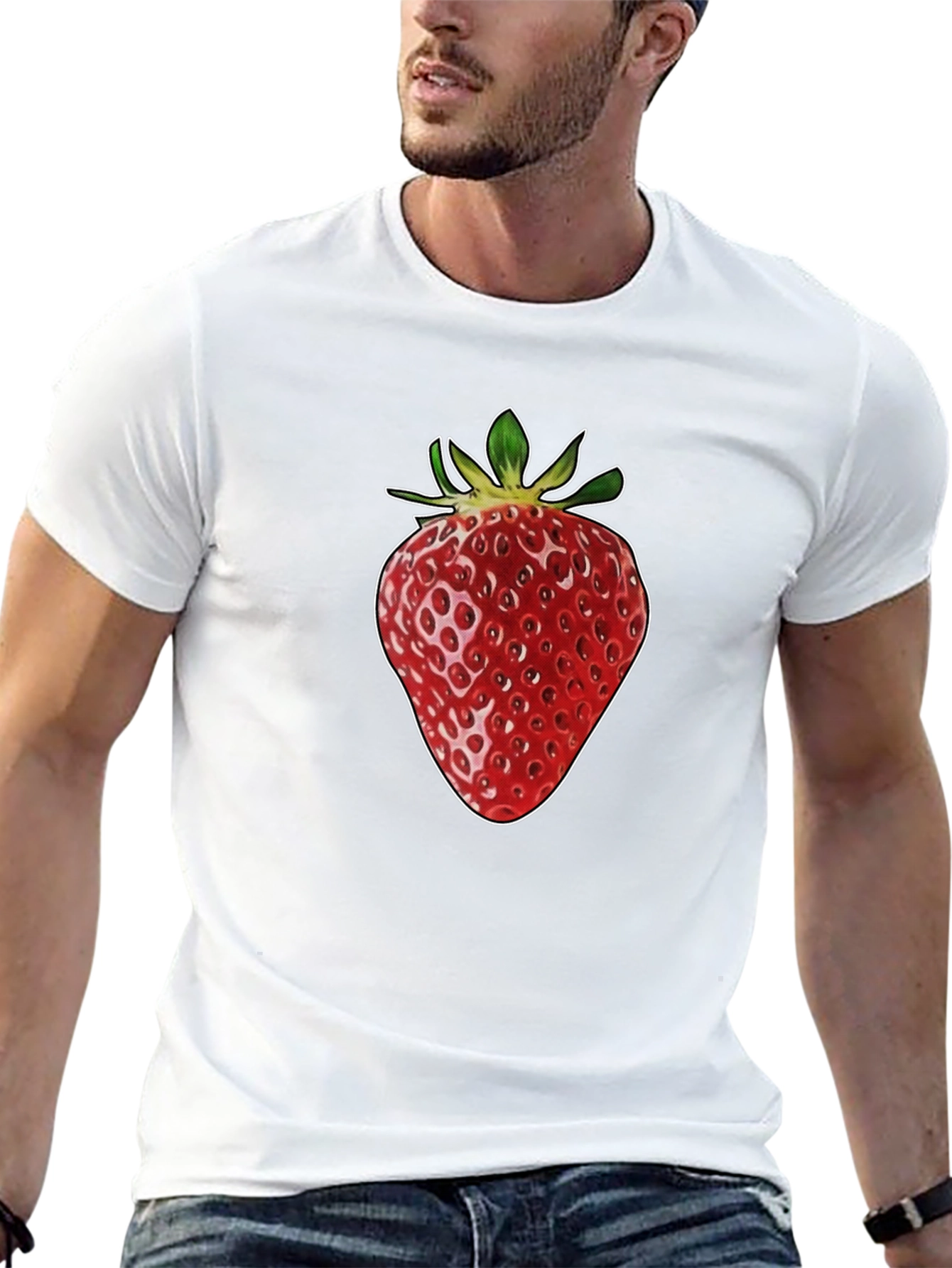 Strawberry Graphic Print Black T-Shirt