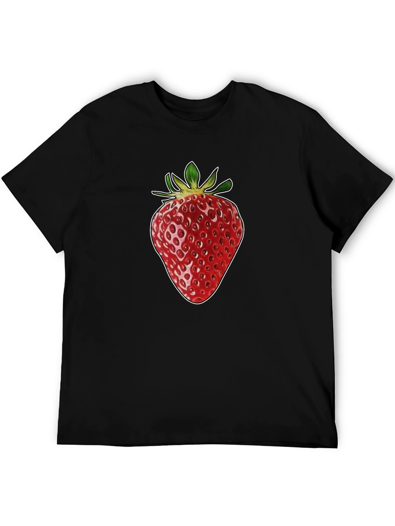 Strawberry Graphic Print Black T-Shirt