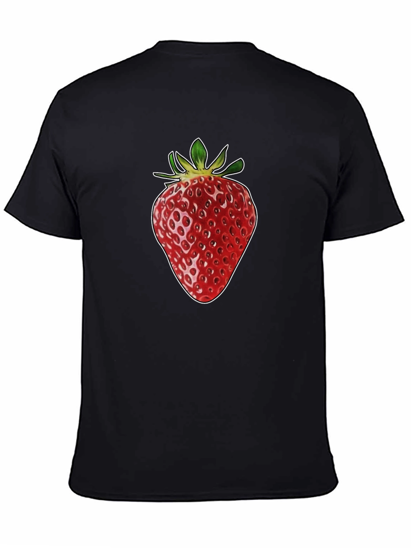 Strawberry Graphic Print Black T-Shirt