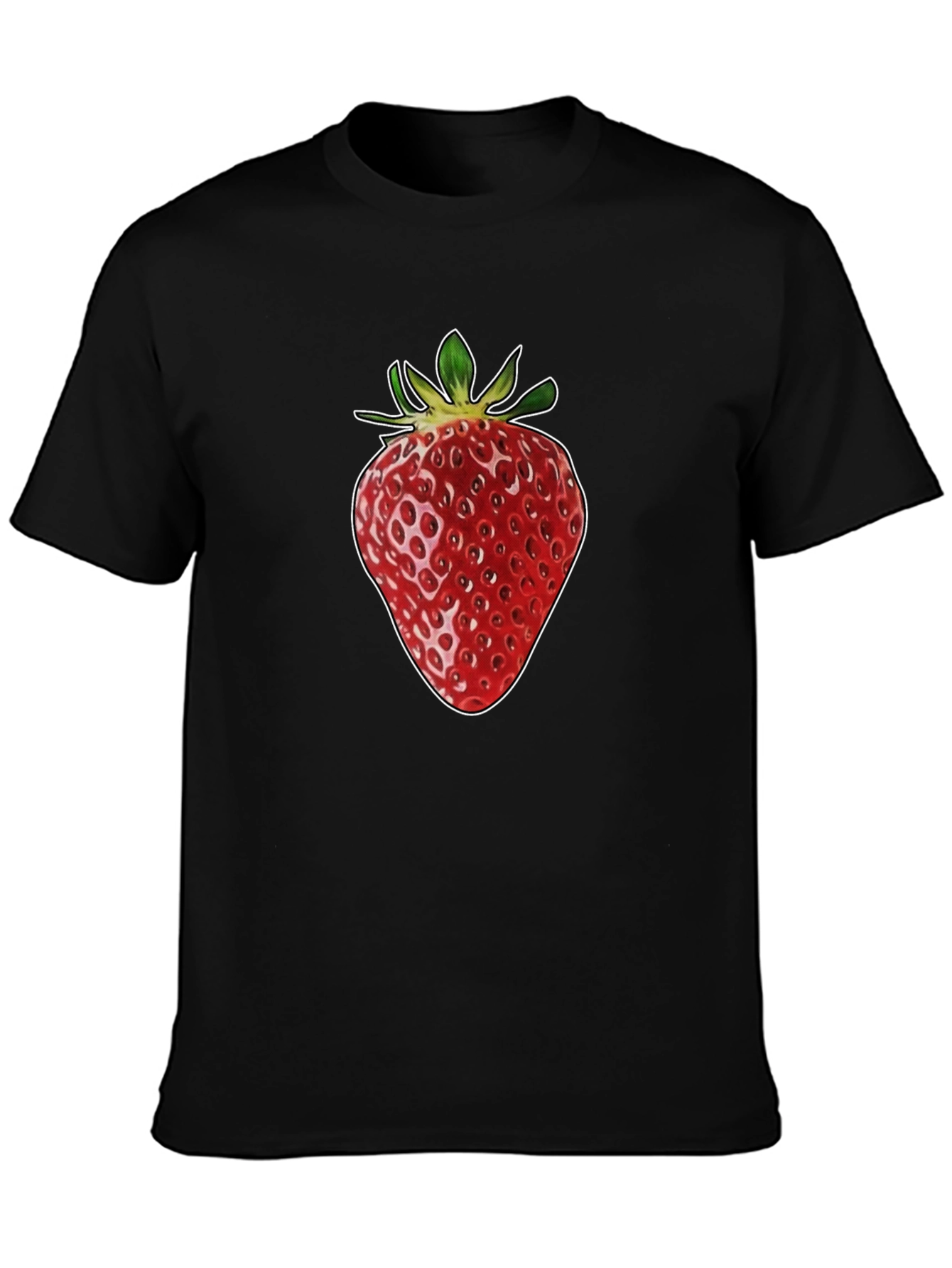 Strawberry Graphic Print Black T-Shirt