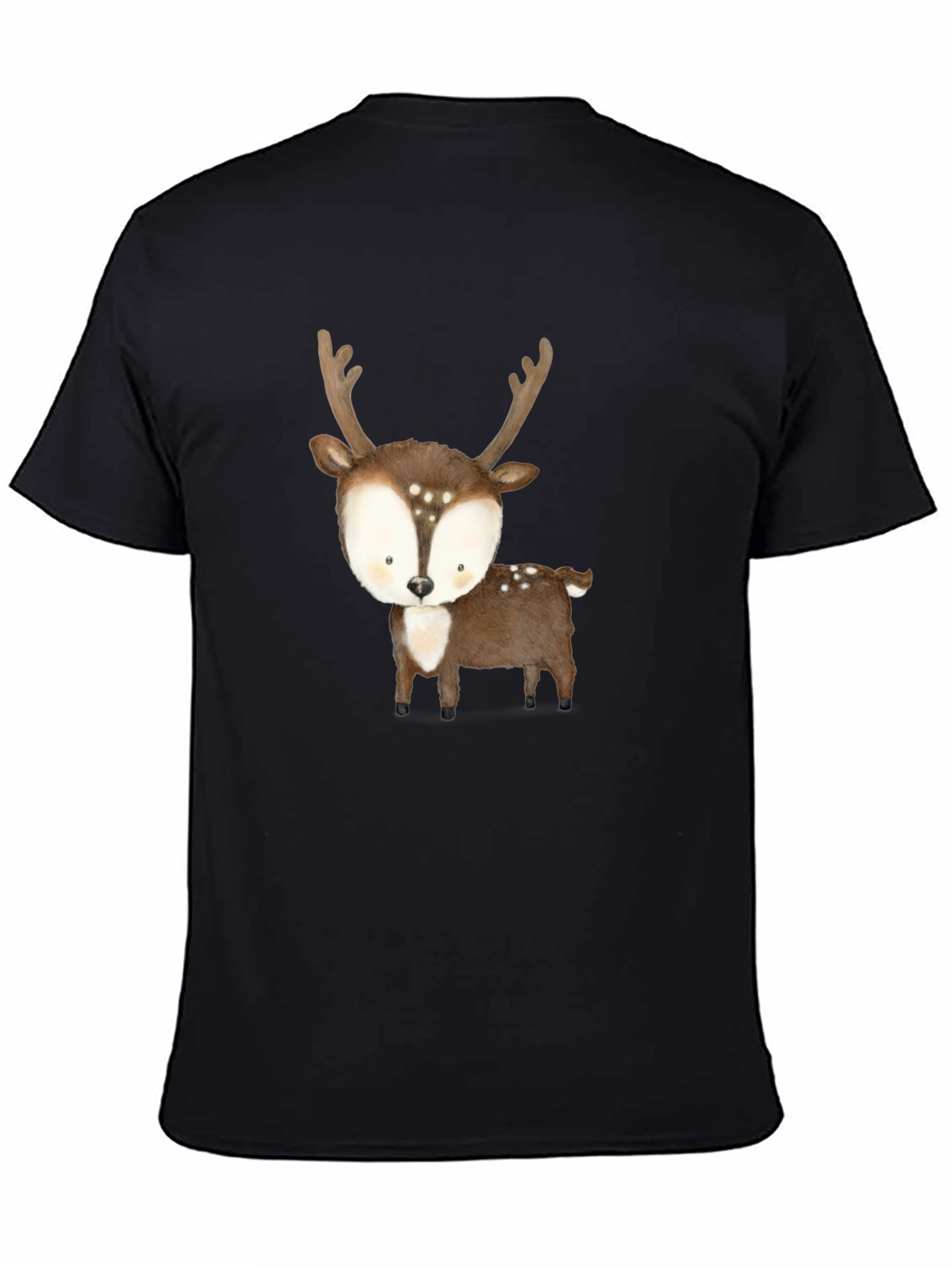 Cute Deer Graphic Tee - Black Casual Shirt