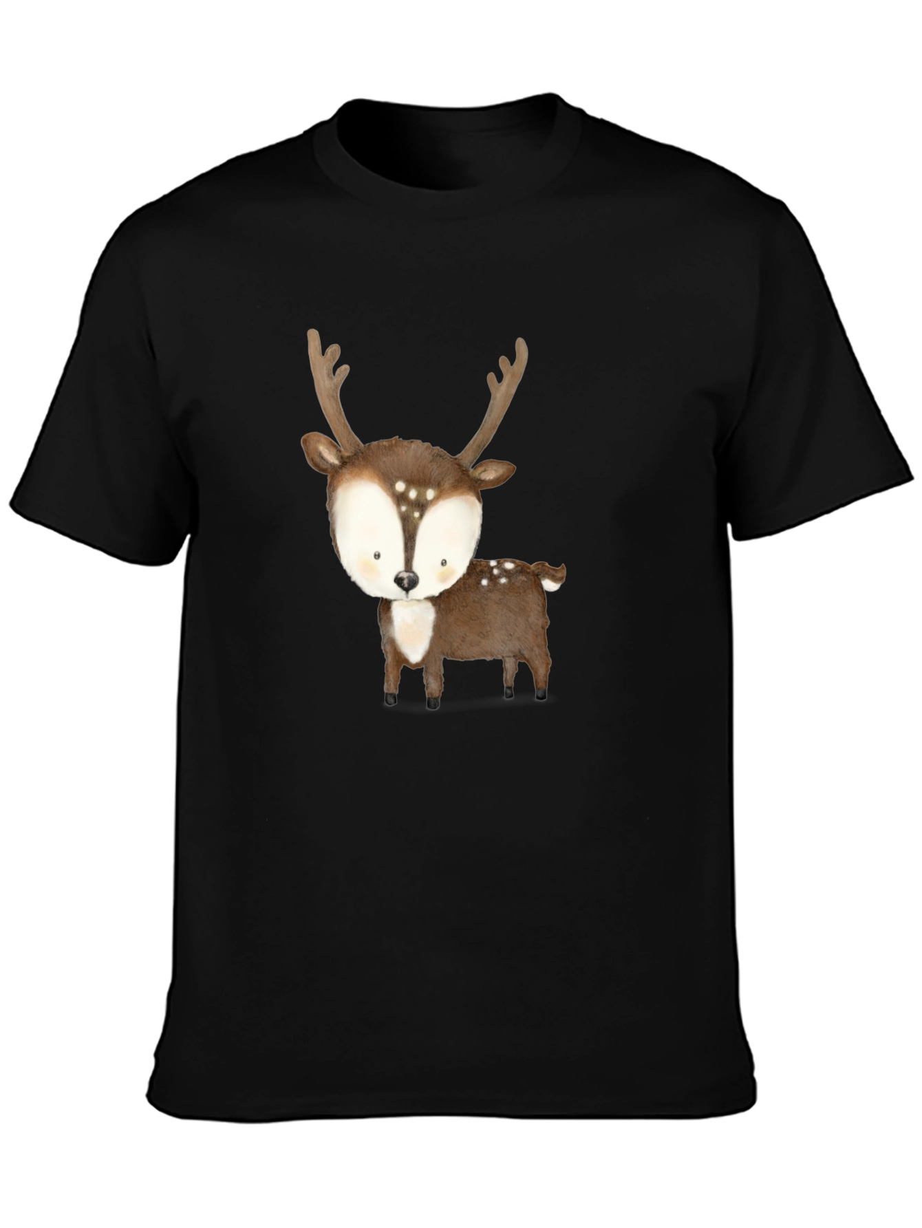 Cute Deer Graphic Tee - Black Casual Shirt