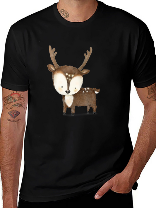 Cute Deer Graphic Tee - Black Casual Shirt