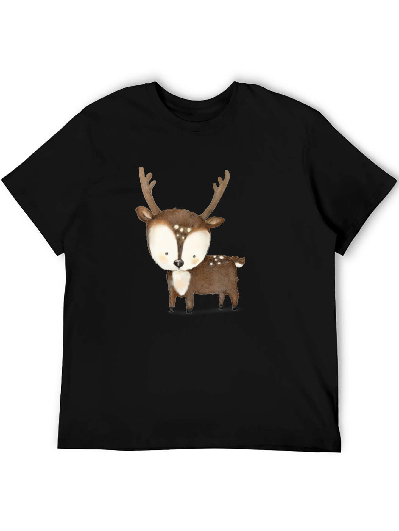 Cute Deer Graphic Tee - Black Casual Shirt