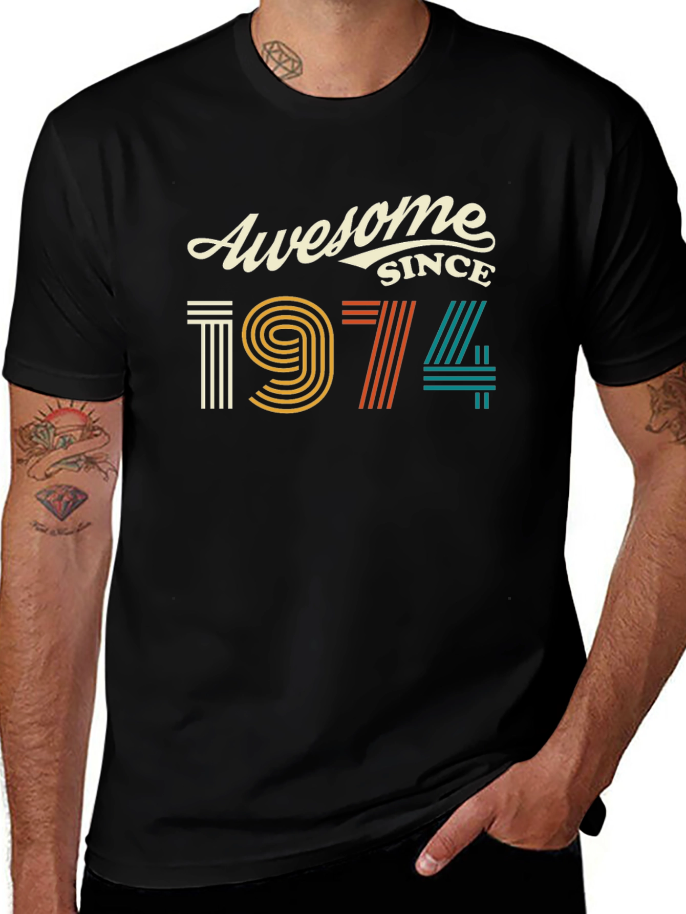 Awesome Since 1974 Black Graphic Tee