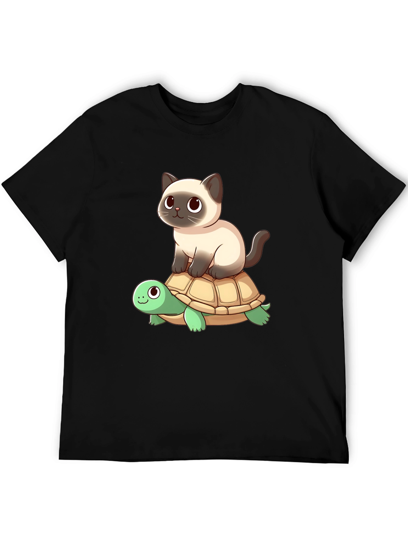 Cat Riding Turtle Graphic Tee