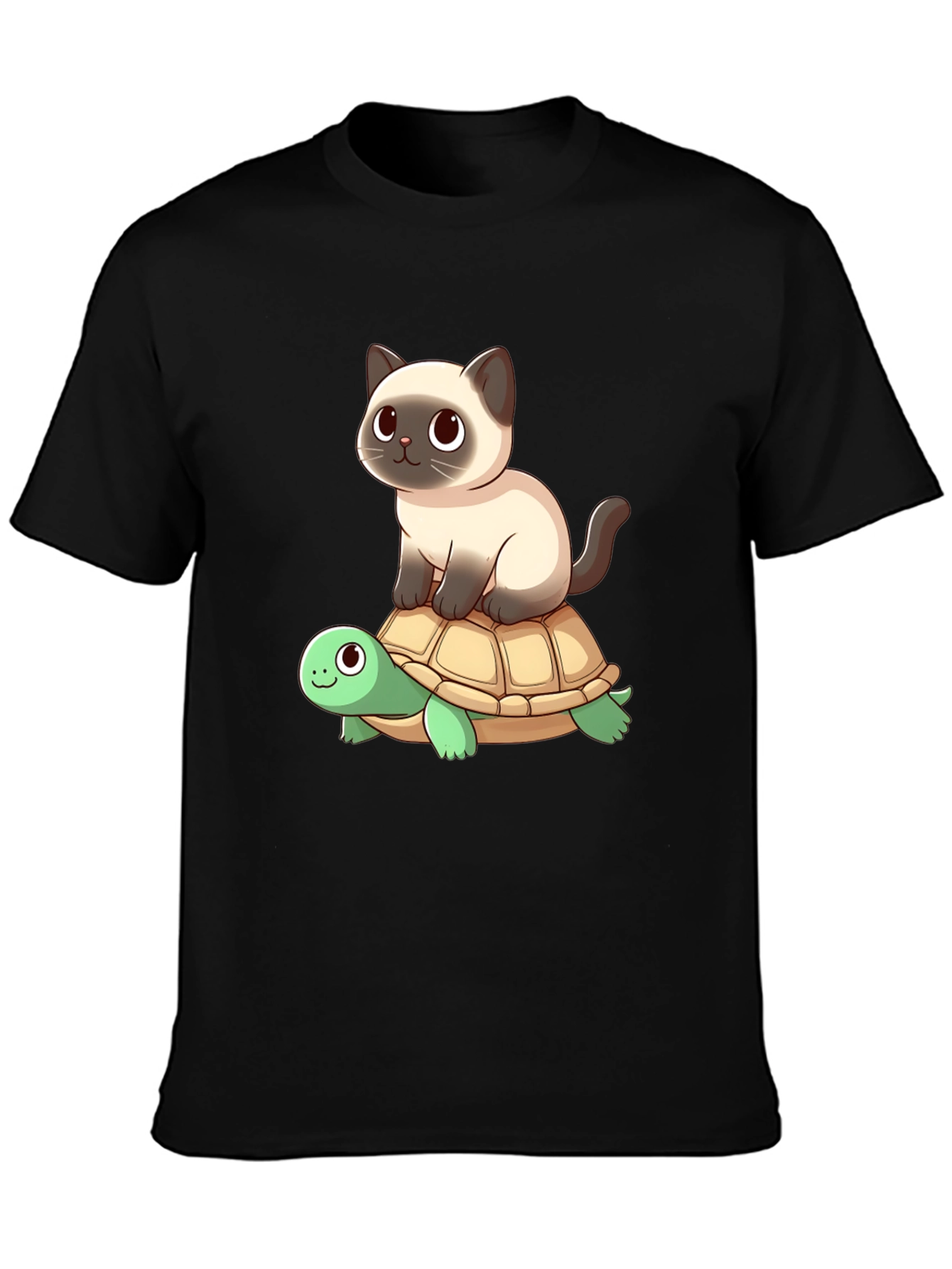 Cat Riding Turtle Graphic Tee