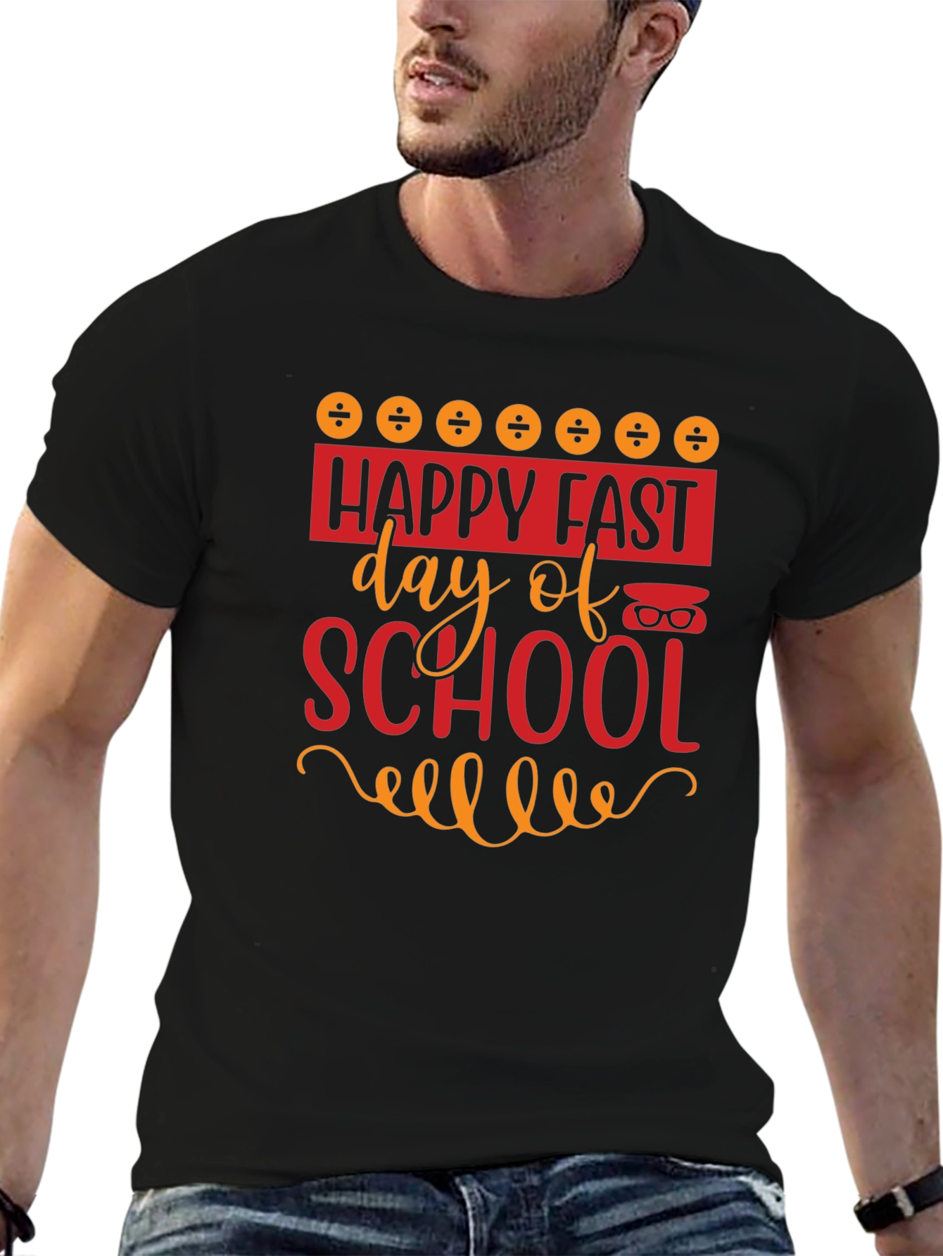 Happy Fast Day of School Black T-Shirt