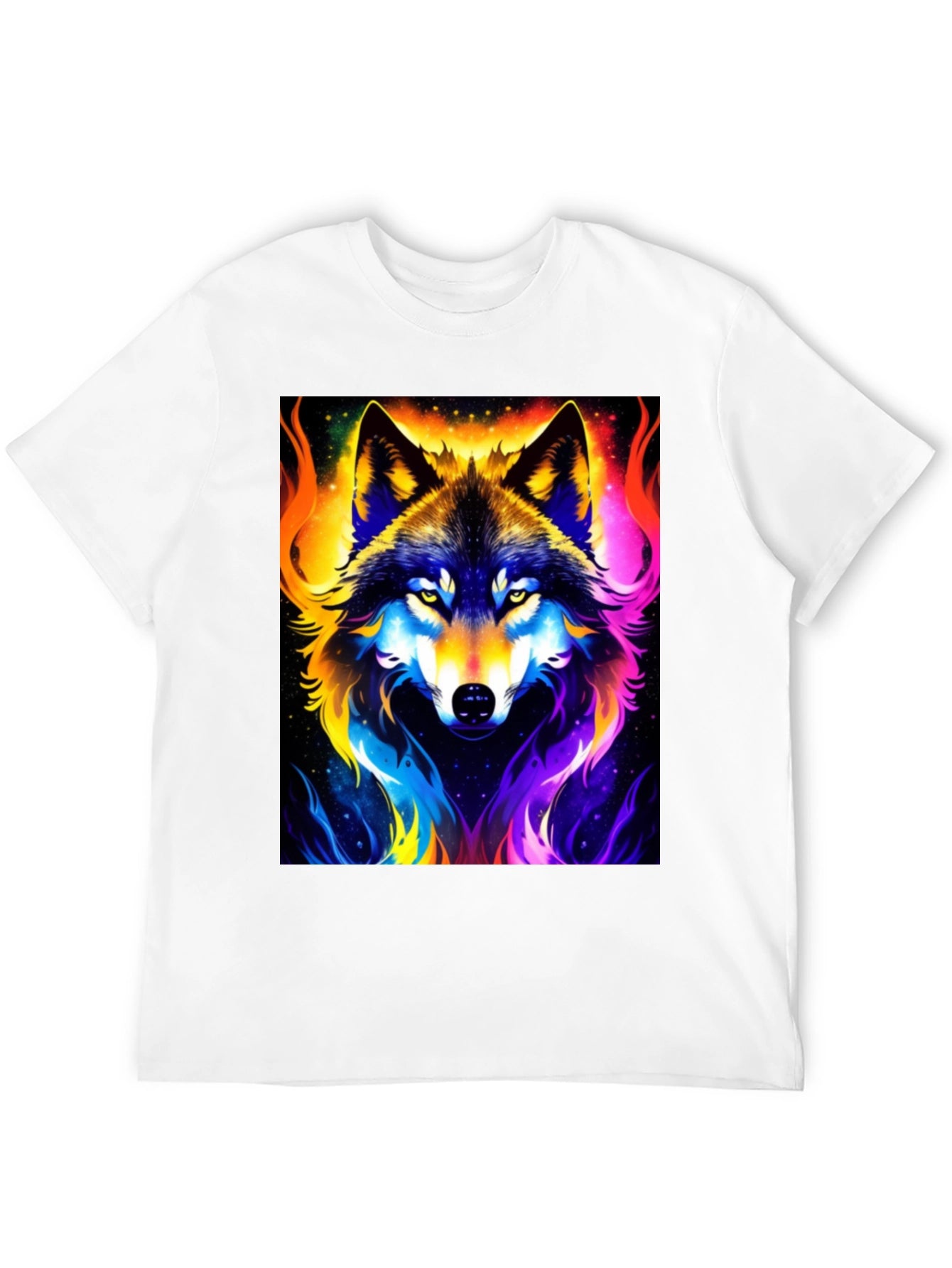 Vibrant Wolf Graphic Black T-Shirt