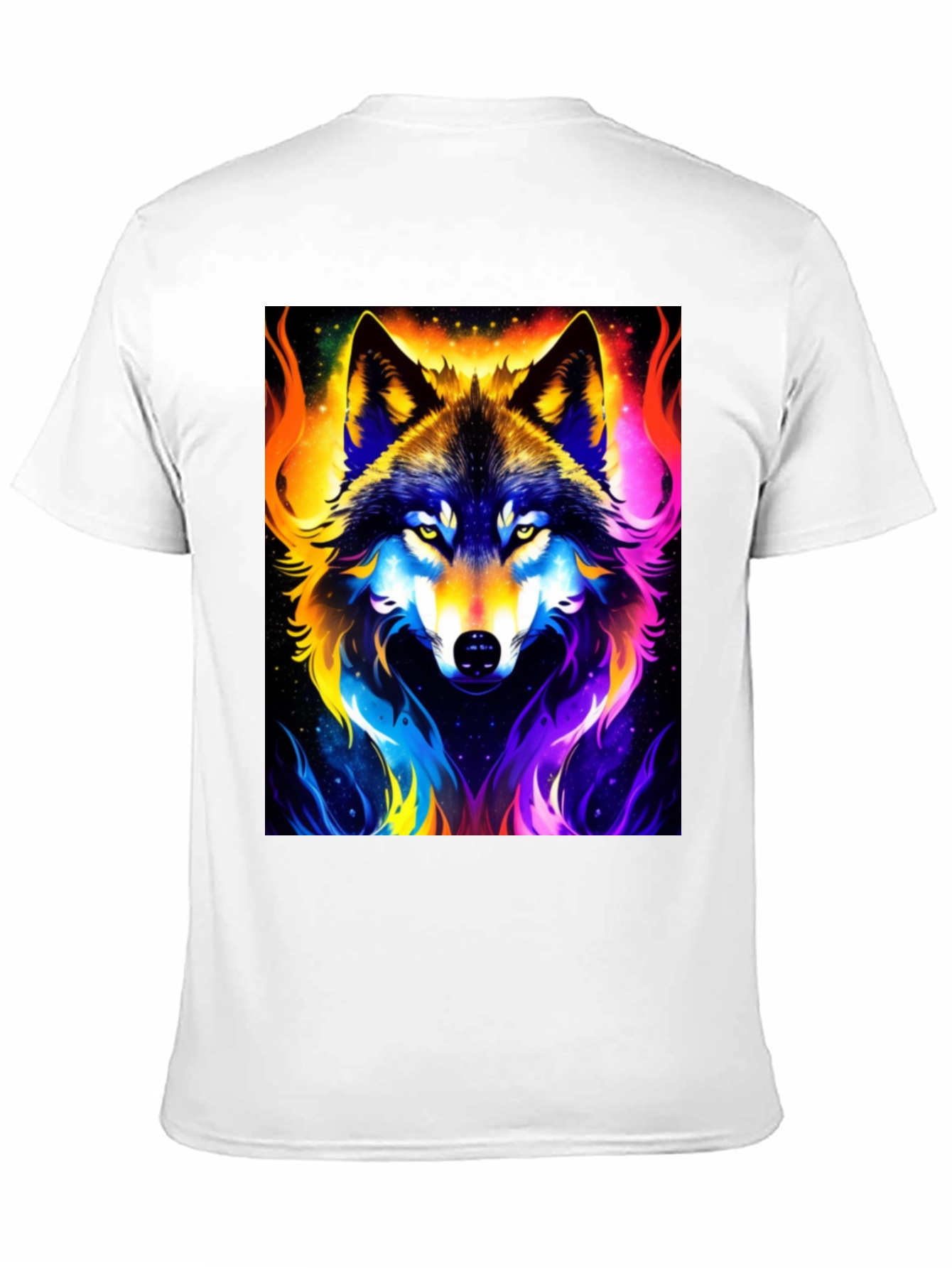 Vibrant Wolf Graphic Black T-Shirt