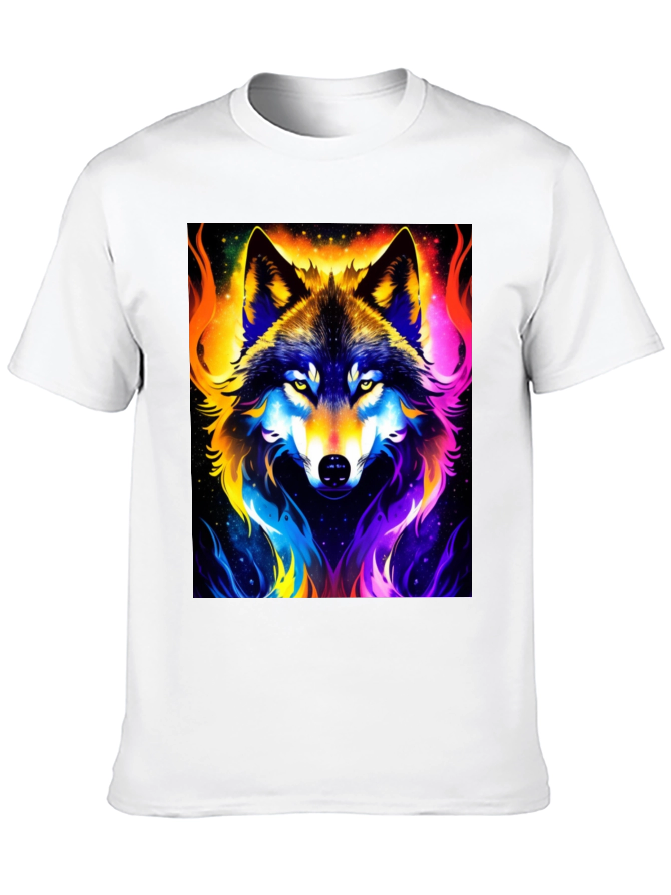 Vibrant Wolf Graphic Black T-Shirt