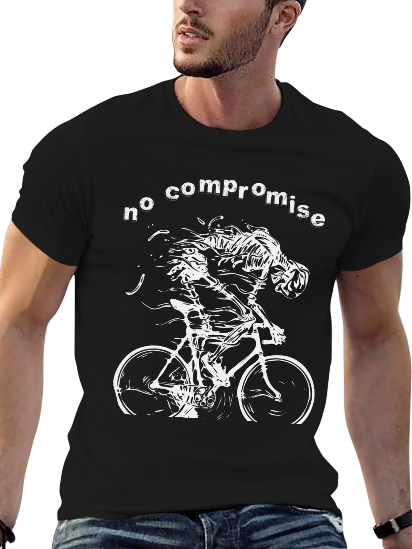 No Compromise Cyclist Graphic Tee - Black