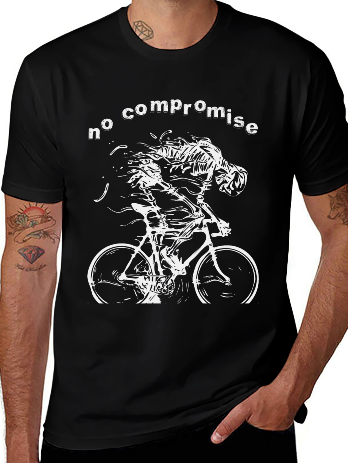 No Compromise Cyclist Graphic Tee - Black