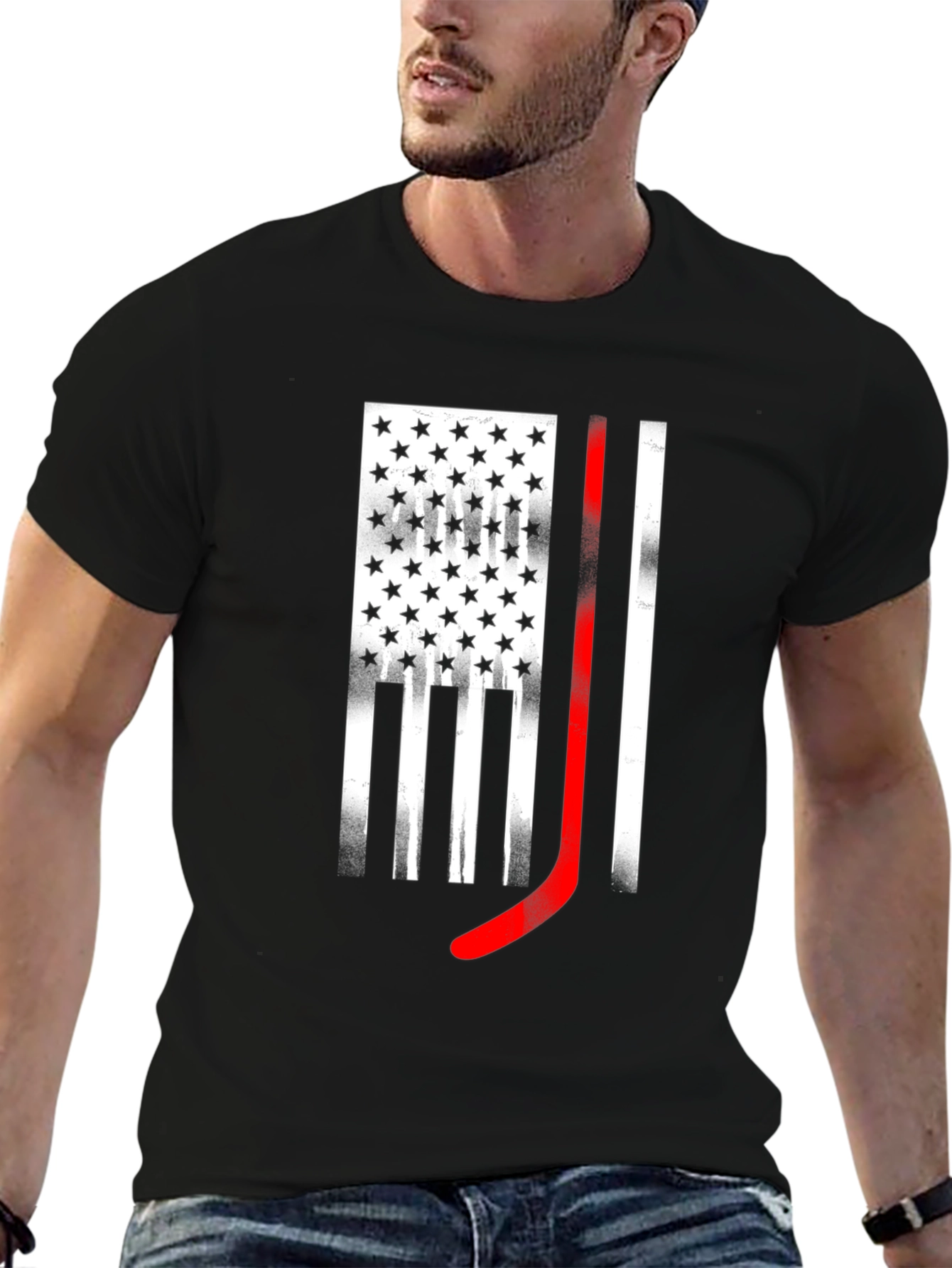 Hockey Flag Graphic Tee - Patriotic Sportswear