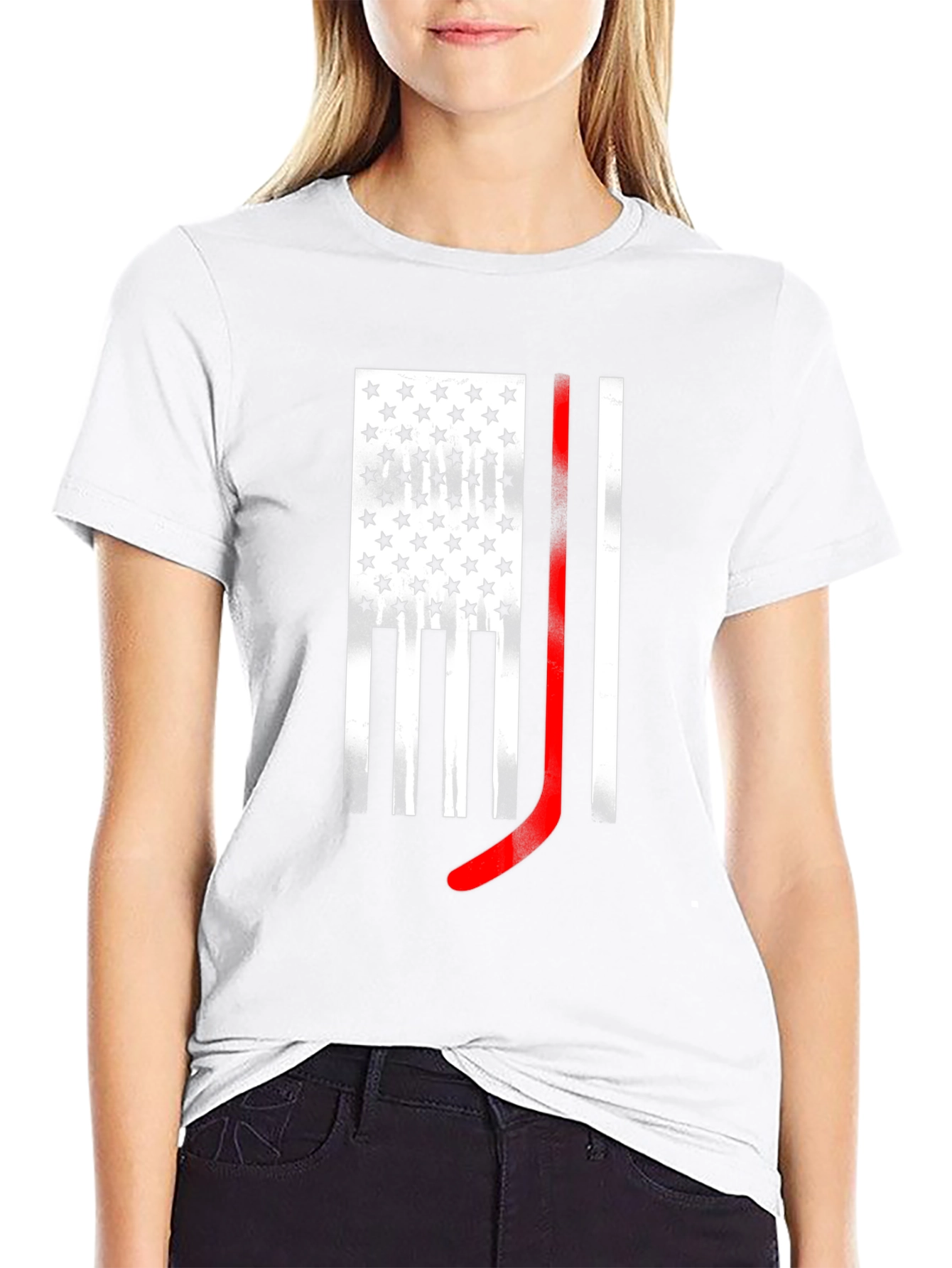 Hockey Flag Graphic Tee - Patriotic Sportswear