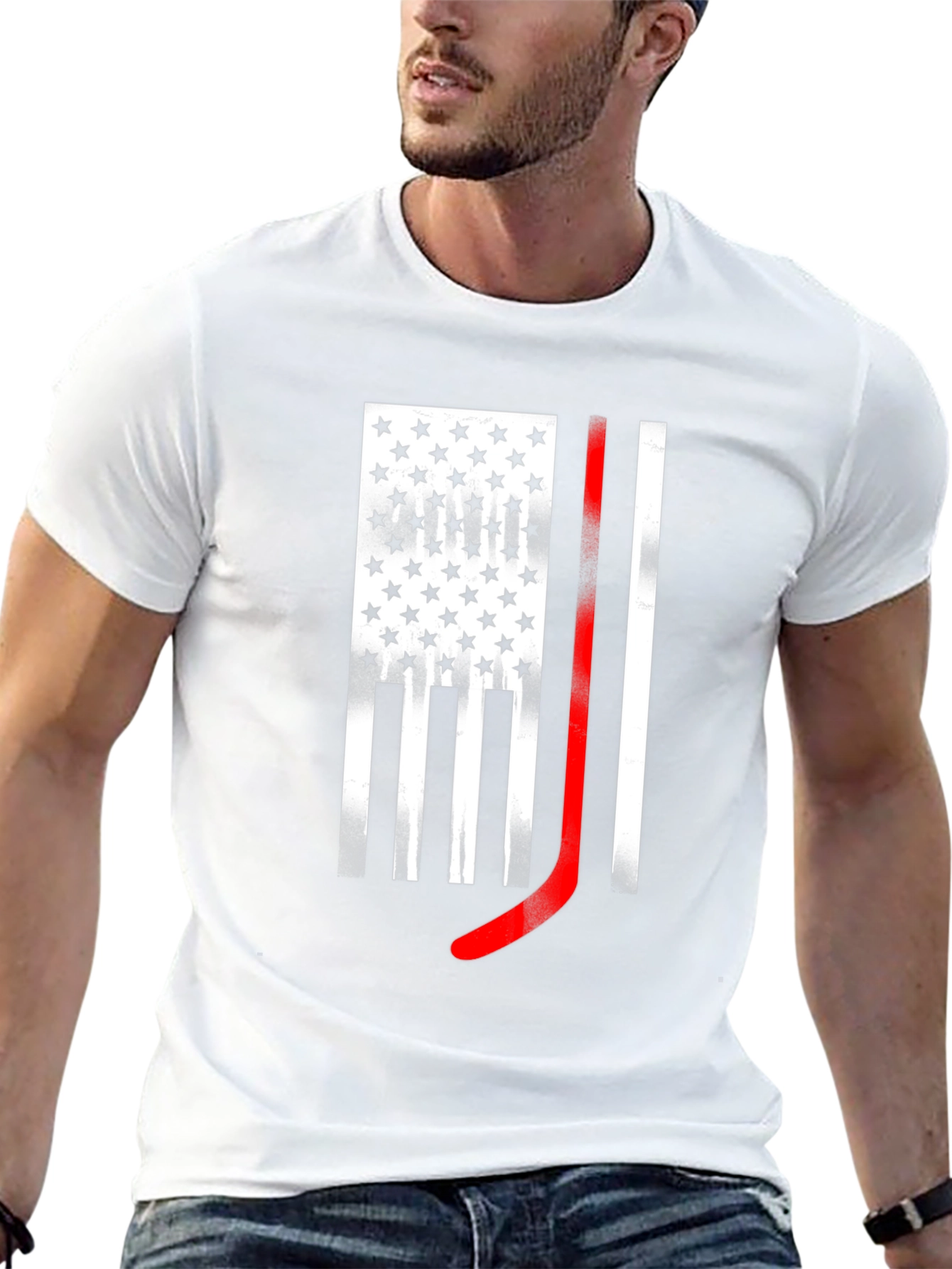 Hockey Flag Graphic Tee - Patriotic Sportswear