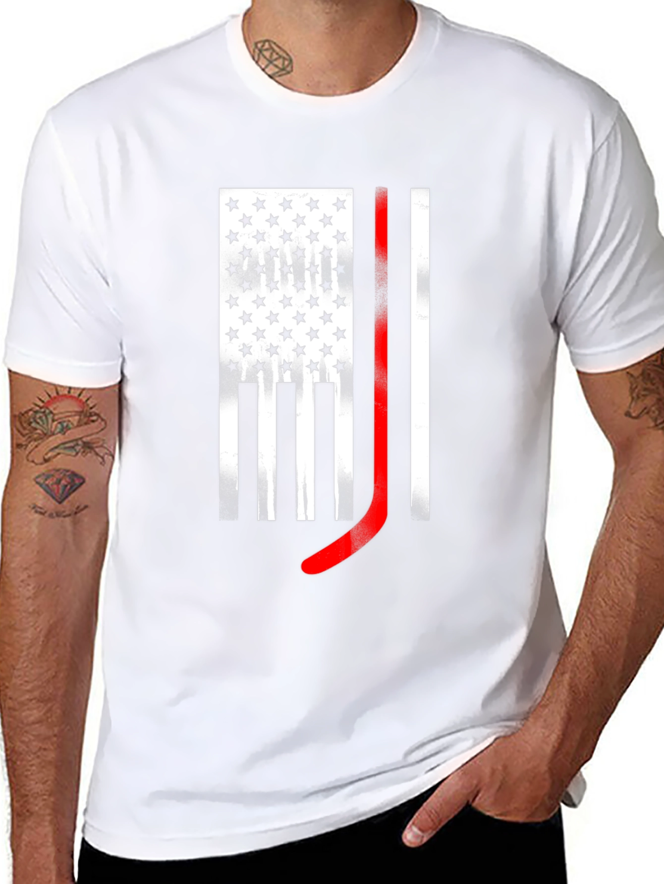 Hockey Flag Graphic Tee - Patriotic Sportswear