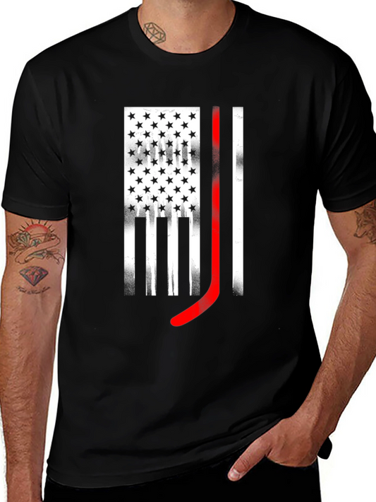 Hockey Flag Graphic Tee - Patriotic Sportswear