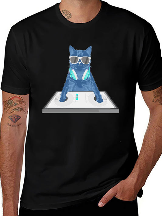 DJ Cat Graphic T-Shirt - Cool Music Lover Tee