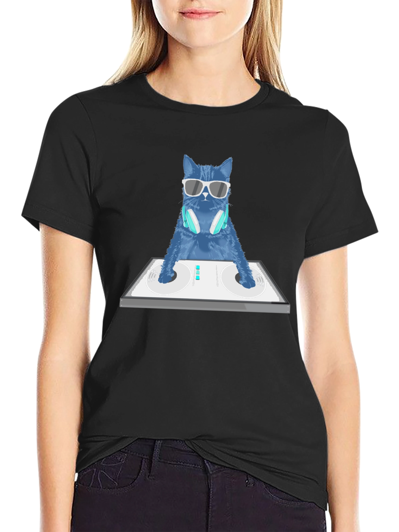 DJ Cat Graphic T-Shirt - Cool Music Lover Tee