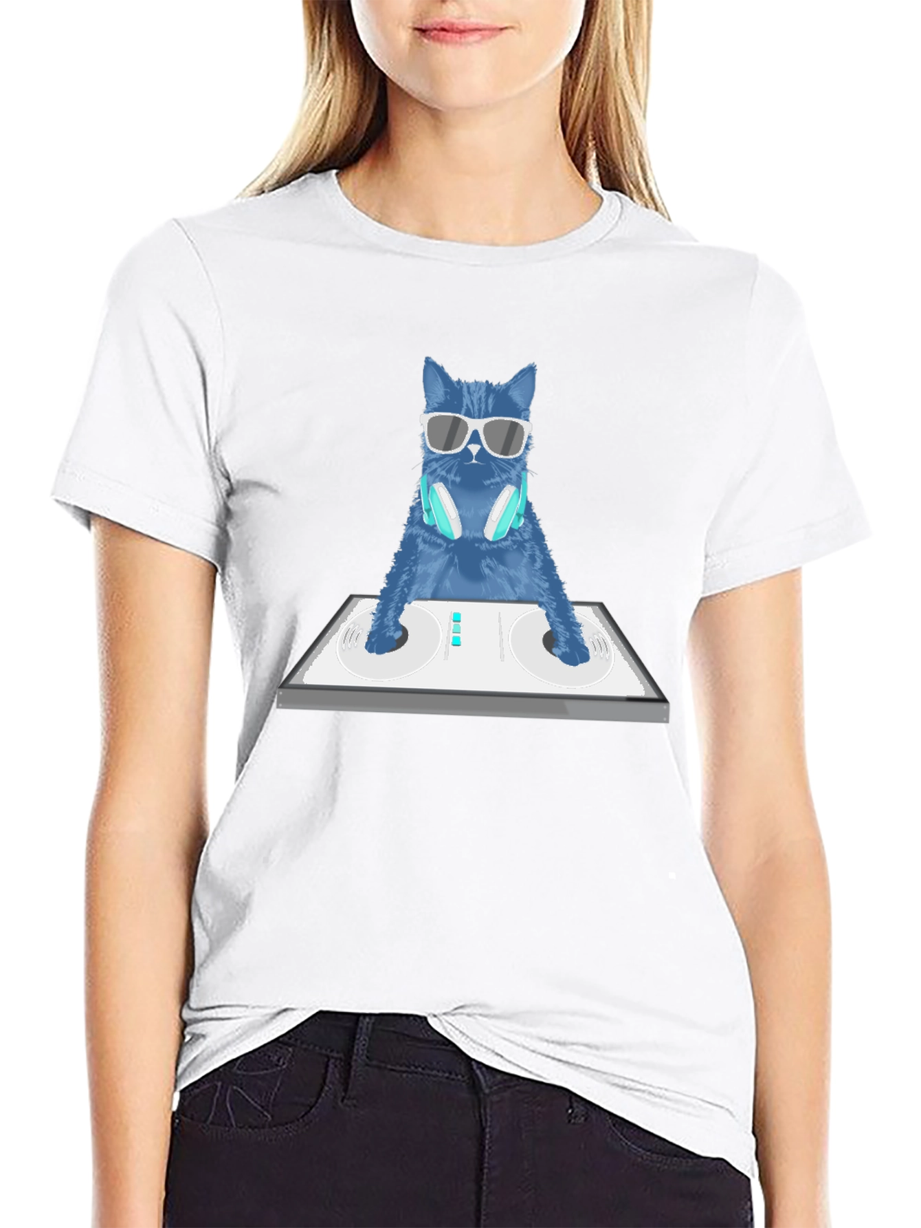 DJ Cat Graphic T-Shirt - Cool Music Lover Tee
