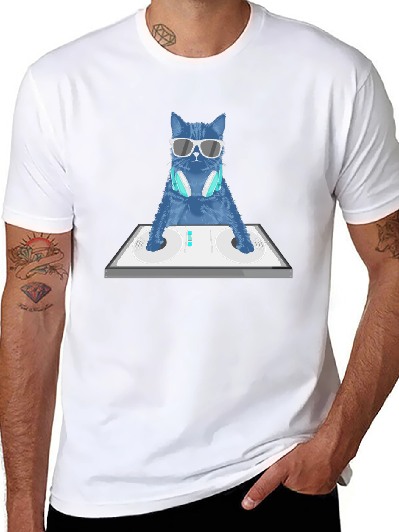 DJ Cat Graphic T-Shirt - Cool Music Lover Tee