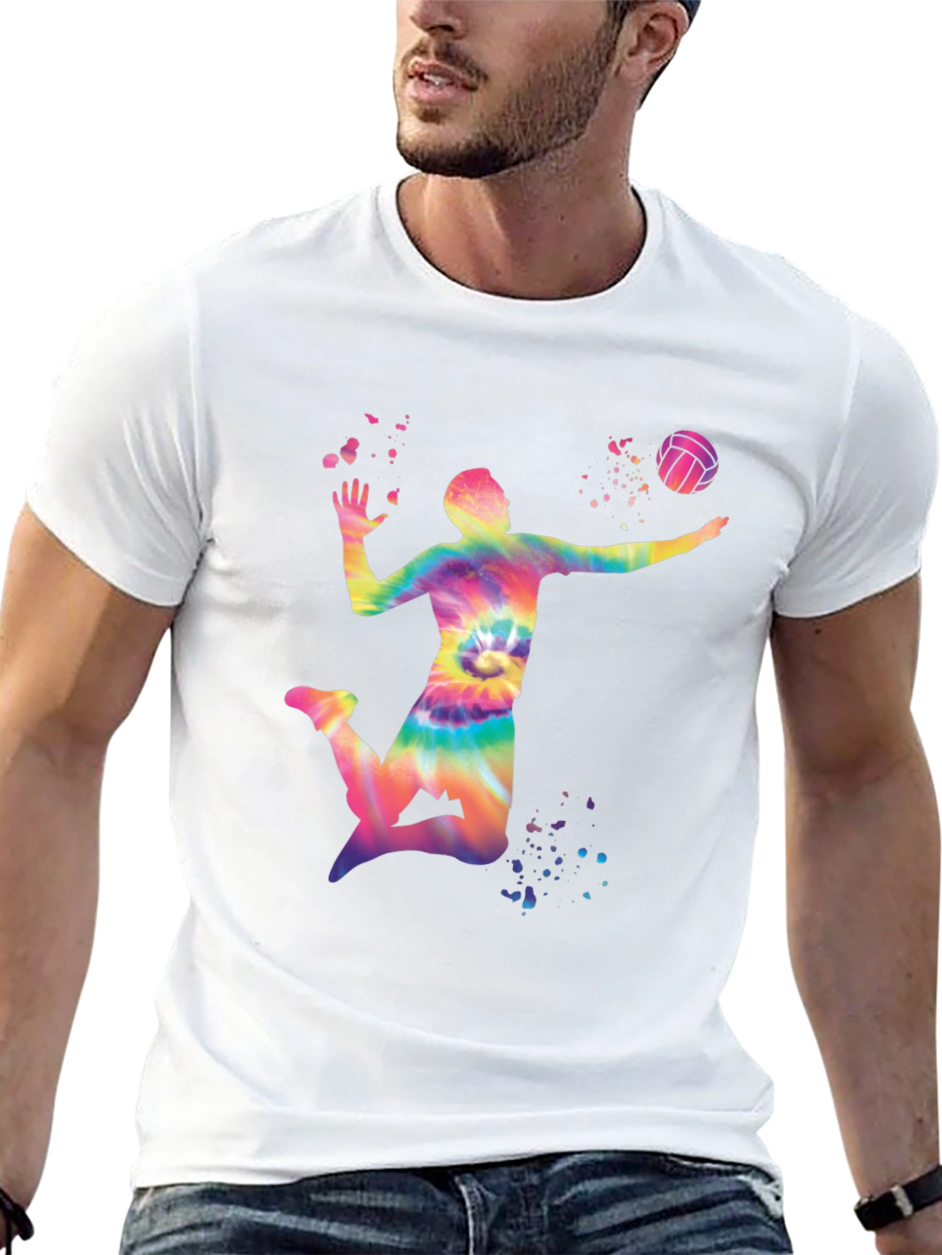 Tie-Dye Volleyball Player Graphic Tee