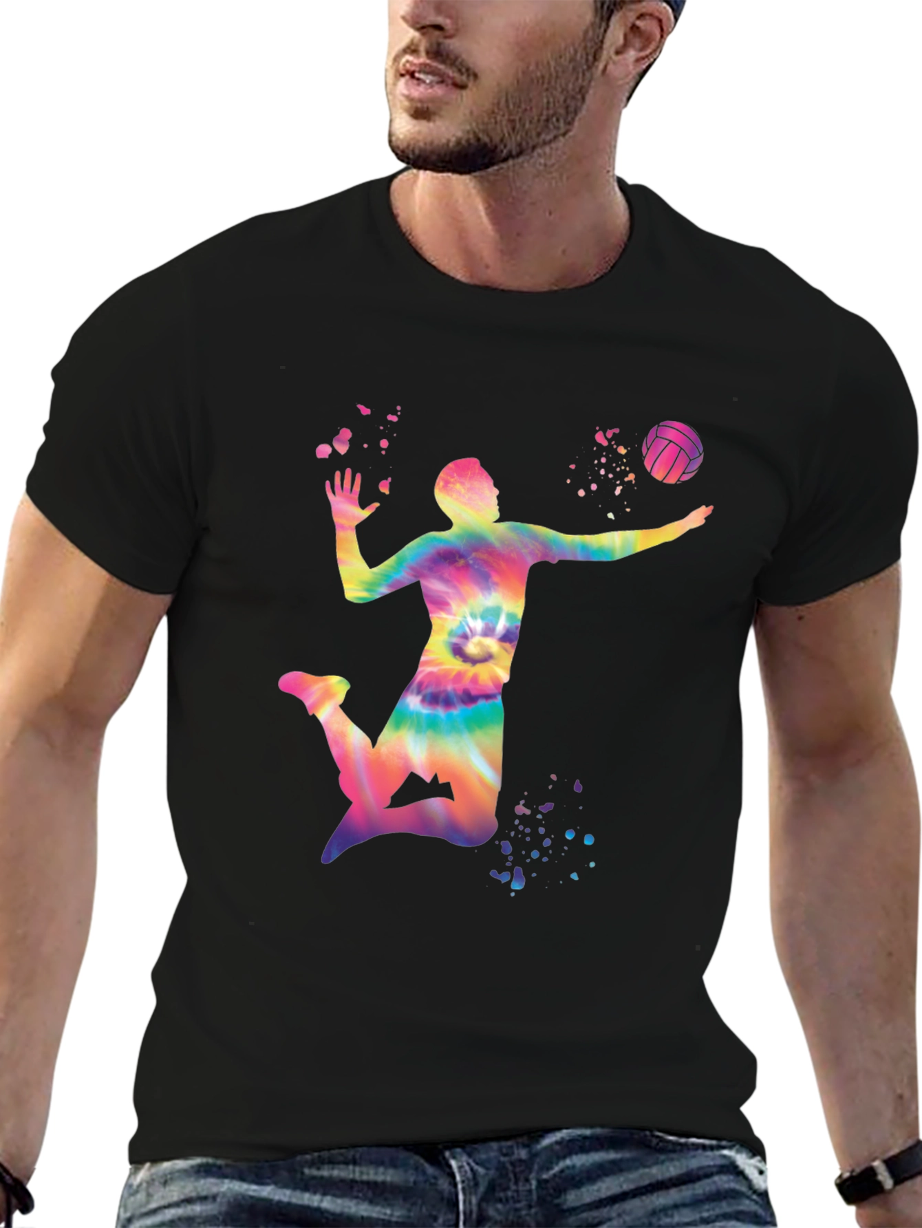Tie-Dye Volleyball Player Graphic Tee