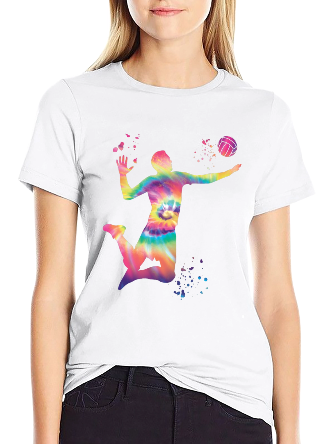 Tie-Dye Volleyball Player Graphic Tee