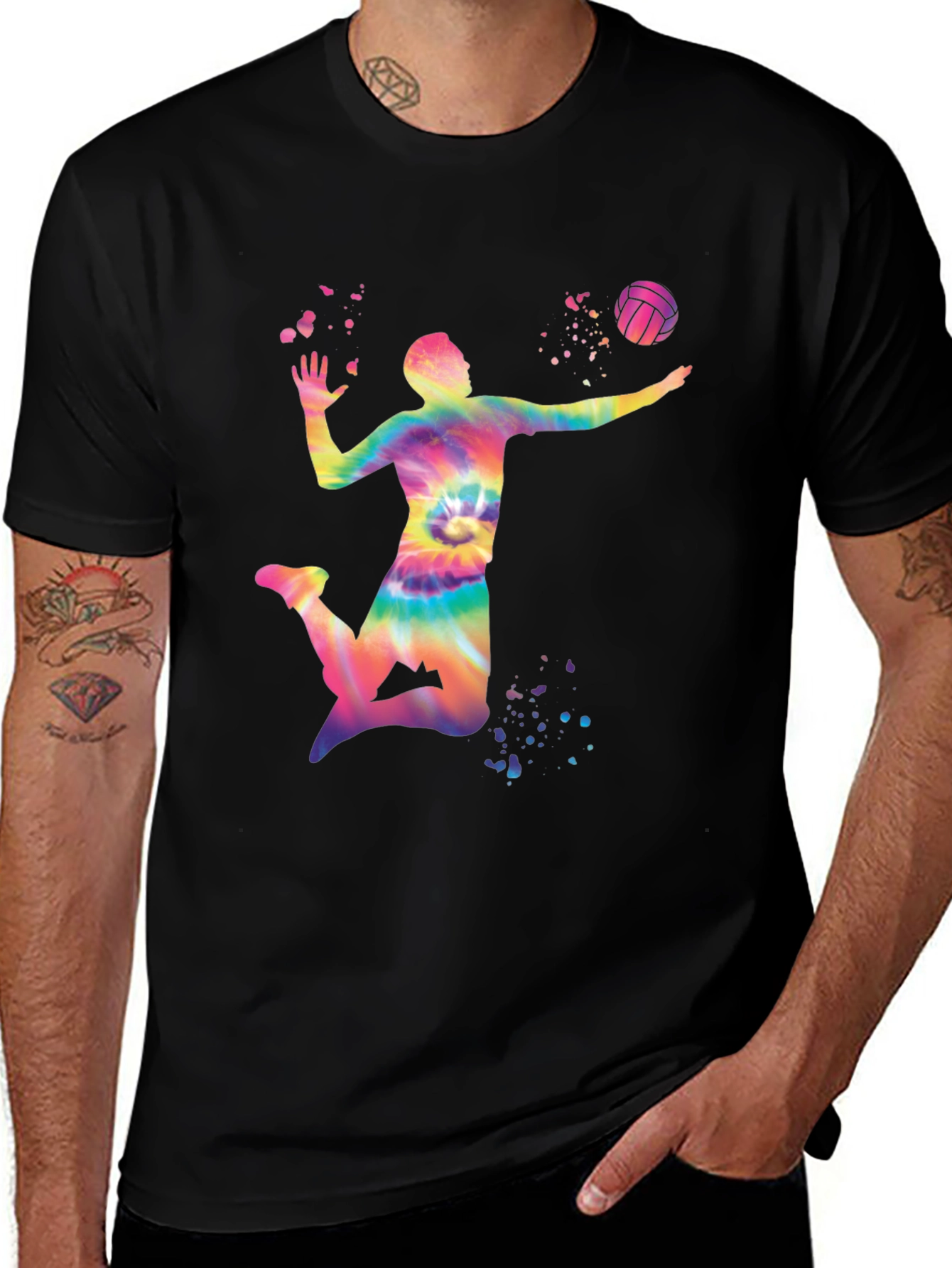 Tie-Dye Volleyball Player Graphic Tee