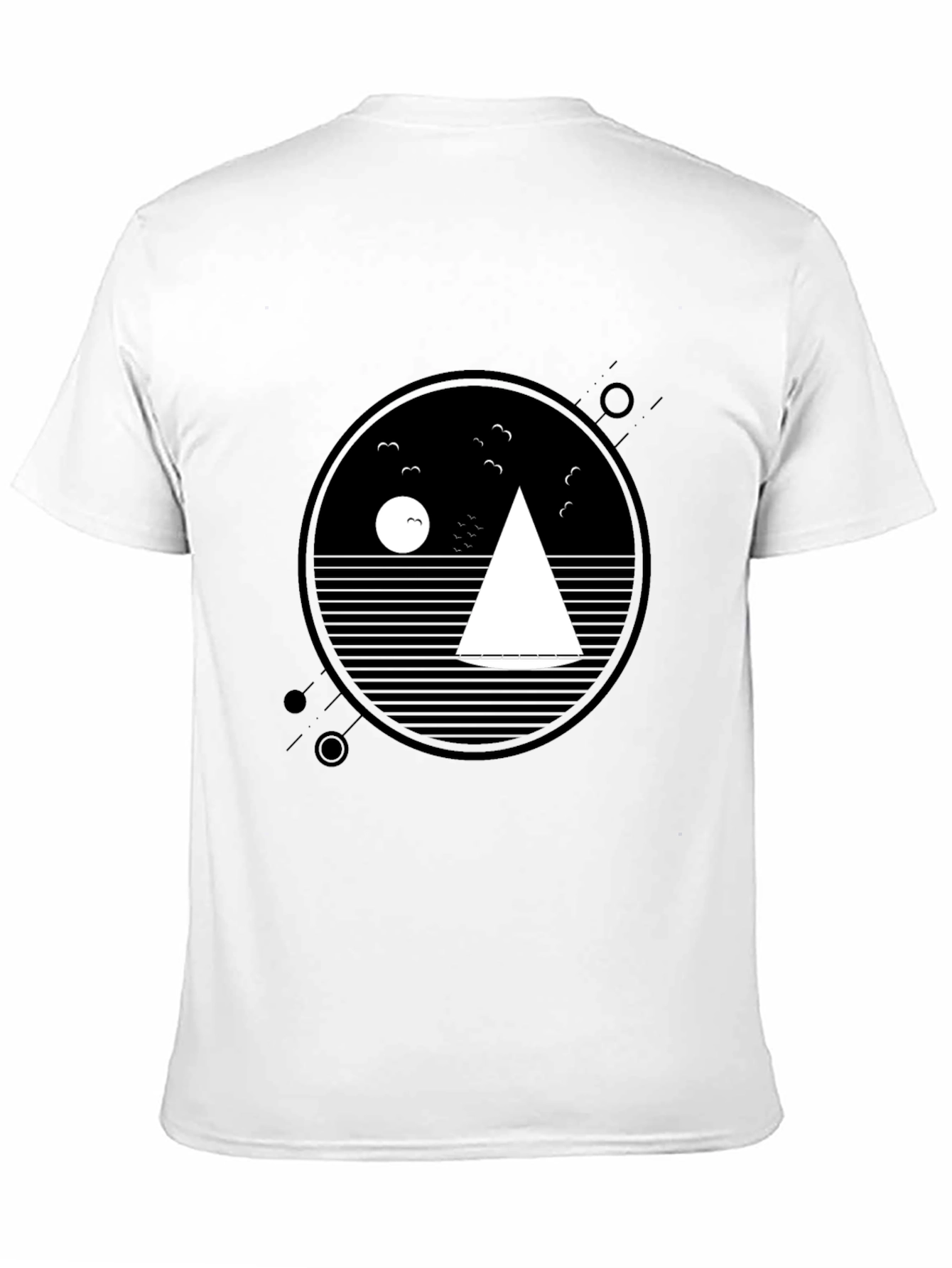 Mens Black Geometric Sailboat Graphic Tee