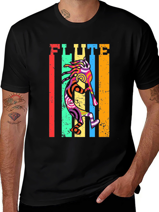 Colorful Flute Player Graphic T-Shirt