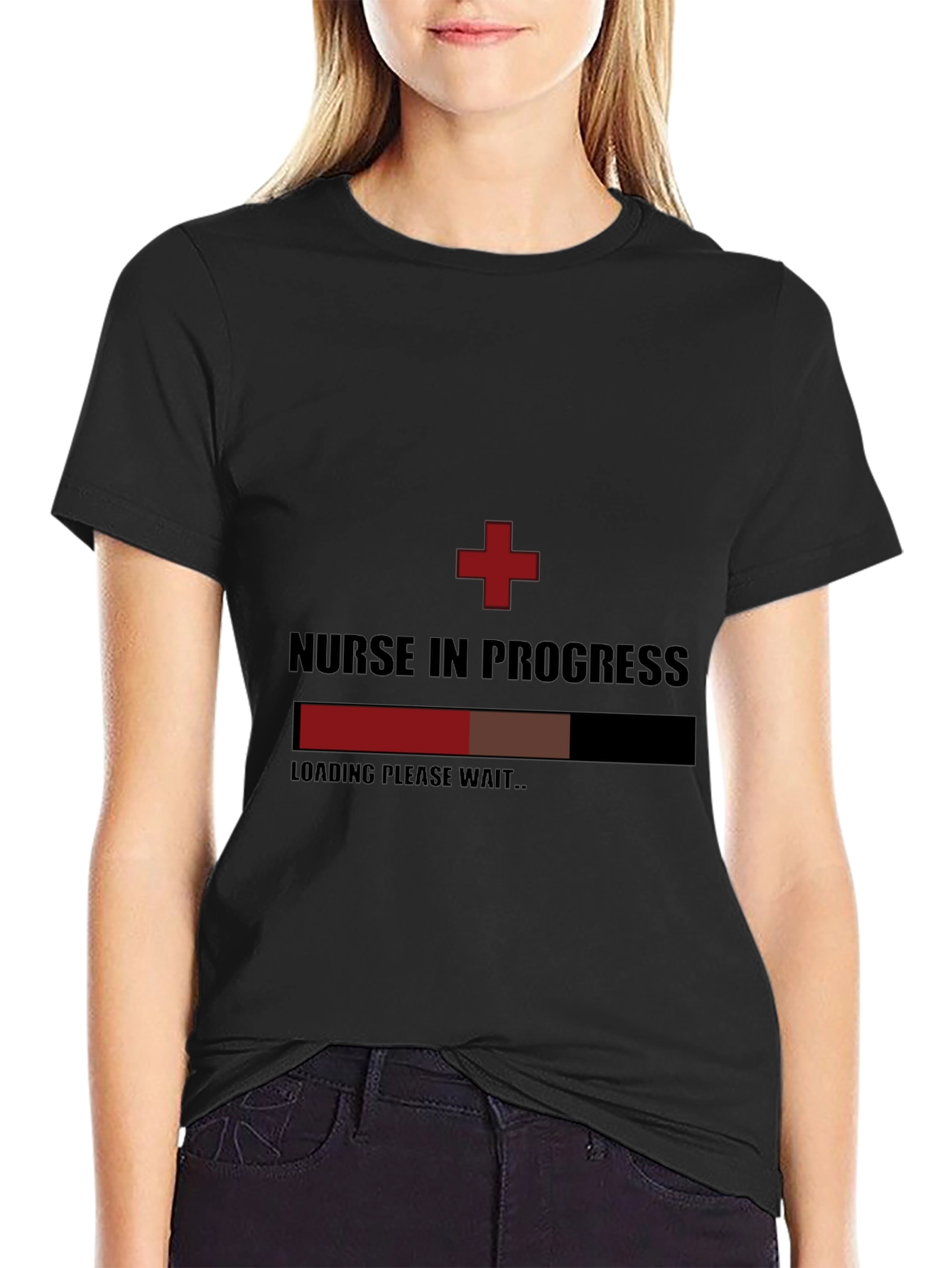 Nurse in Progress Black Graphic T-Shirt